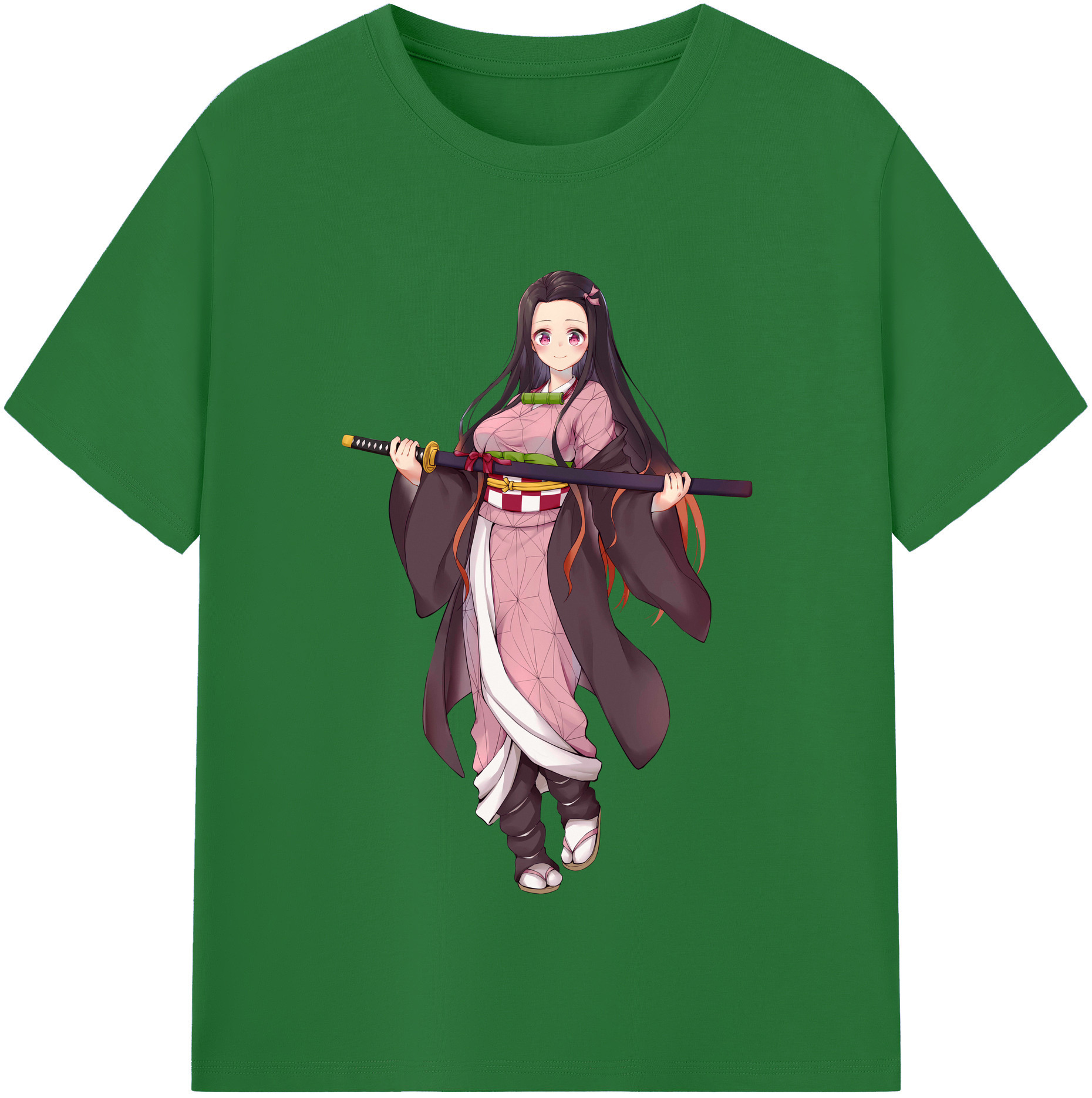 （画像用） 鬼滅の刃（きめつのやいば）竈門 禰󠄀豆子／かまど ねずこ Kamado Nezuko 綿100％半袖Tシャツ（フロントプリント）
