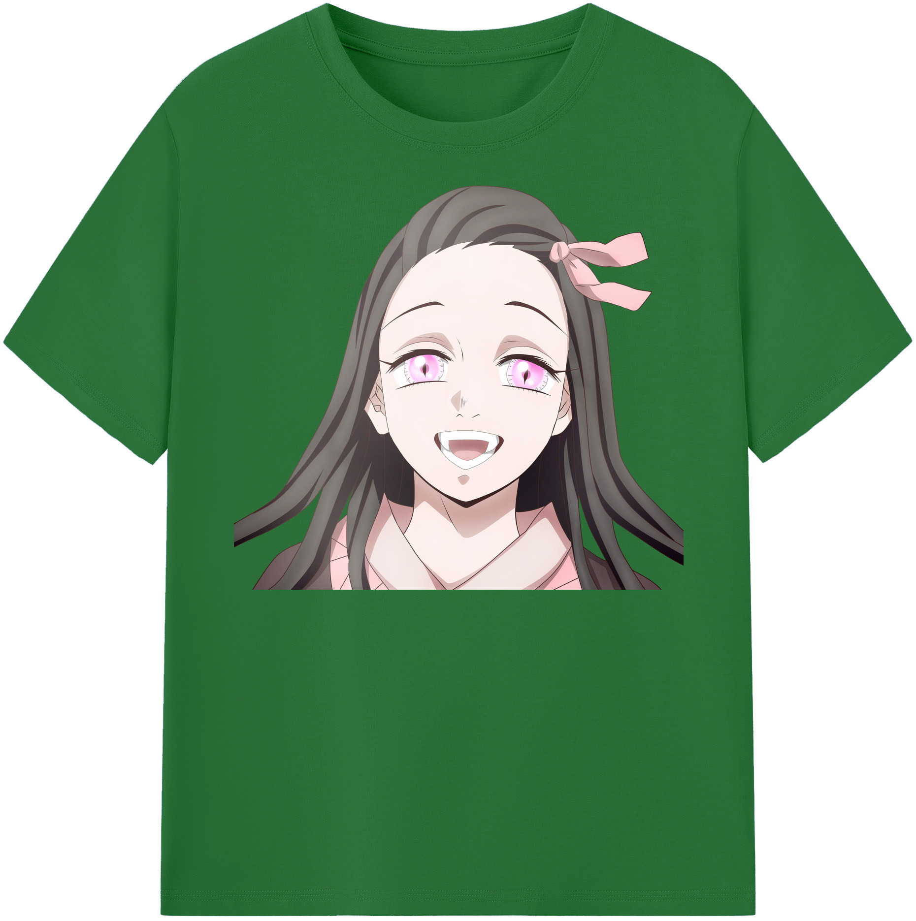 （画像用） 鬼滅の刃（きめつのやいば）竈門 禰󠄀豆子／かまど ねずこ Kamado Nezuko 綿100％半袖Tシャツ（フロントプリント）