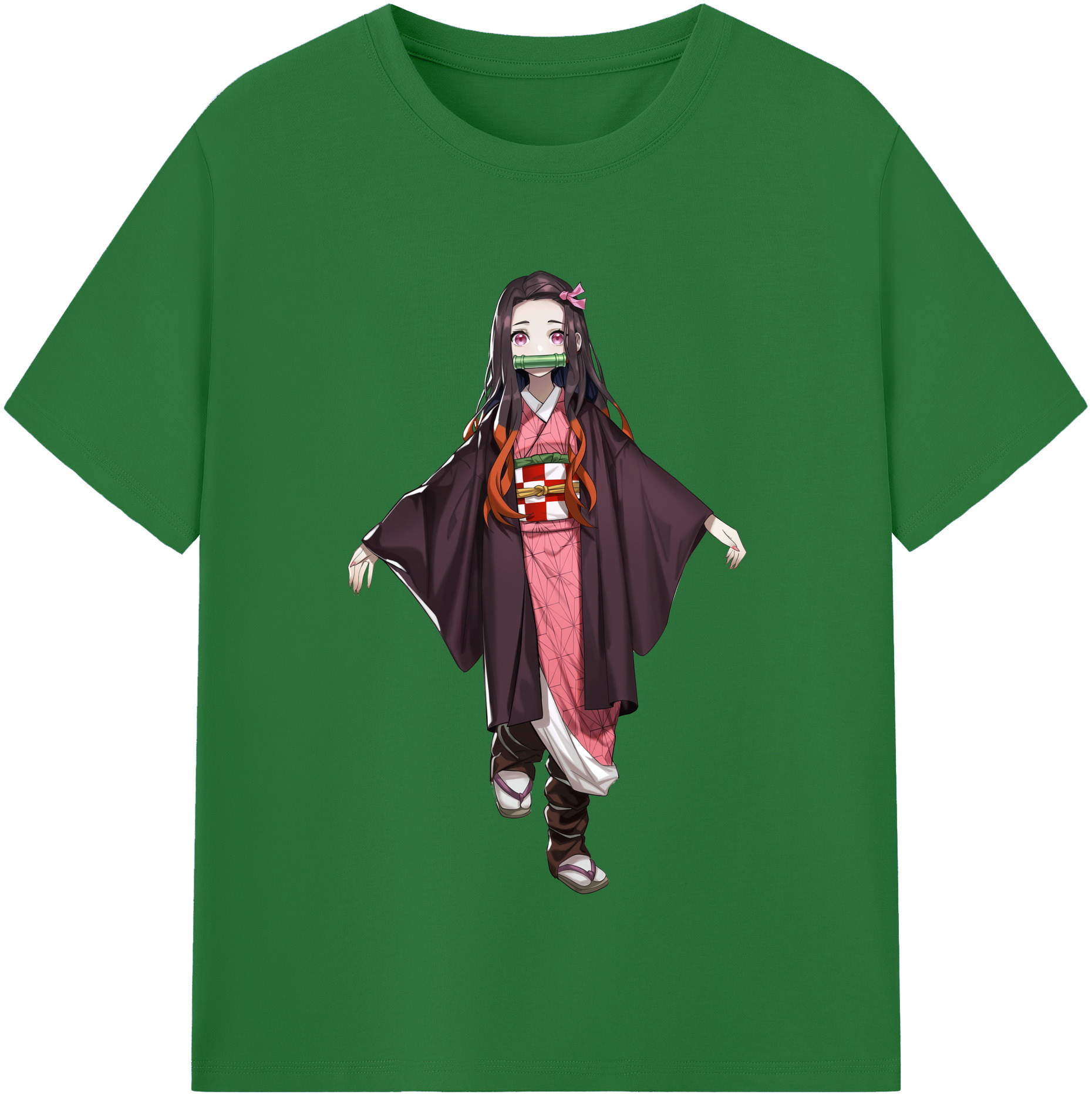 （画像用） 鬼滅の刃（きめつのやいば）竈門 禰󠄀豆子／かまど ねずこ Kamado Nezuko 綿100％半袖Tシャツ（フロントプリント）