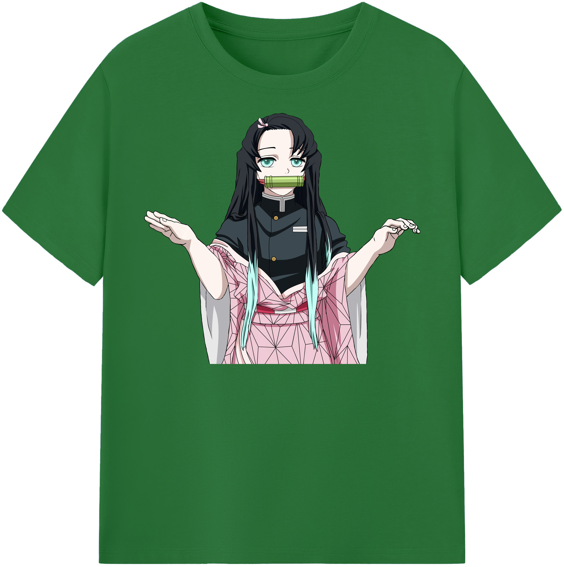 （画像用） 鬼滅の刃（きめつのやいば）竈門 禰󠄀豆子／かまど ねずこ Kamado Nezuko 綿100％半袖Tシャツ（フロントプリント）