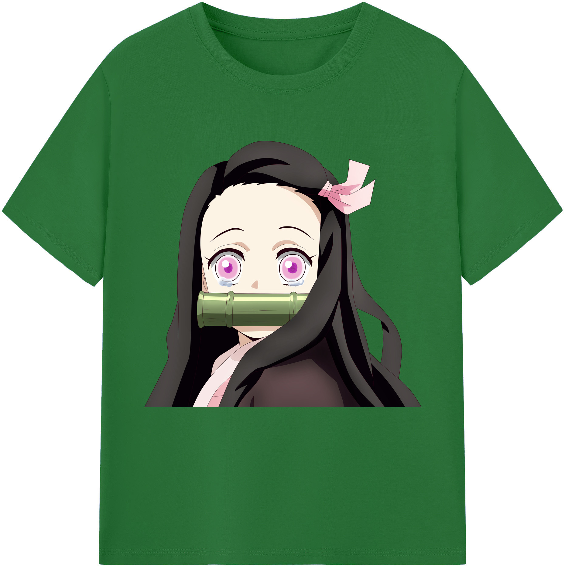 （画像用） 鬼滅の刃（きめつのやいば）竈門 禰󠄀豆子／かまど ねずこ Kamado Nezuko 綿100％半袖Tシャツ（フロントプリント）