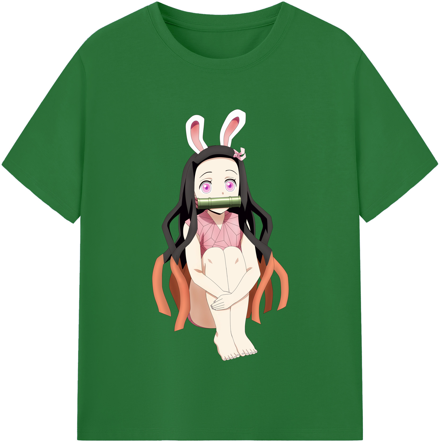（画像用） 鬼滅の刃（きめつのやいば）竈門 禰󠄀豆子／かまど ねずこ Kamado Nezuko 綿100％半袖Tシャツ（フロントプリント）