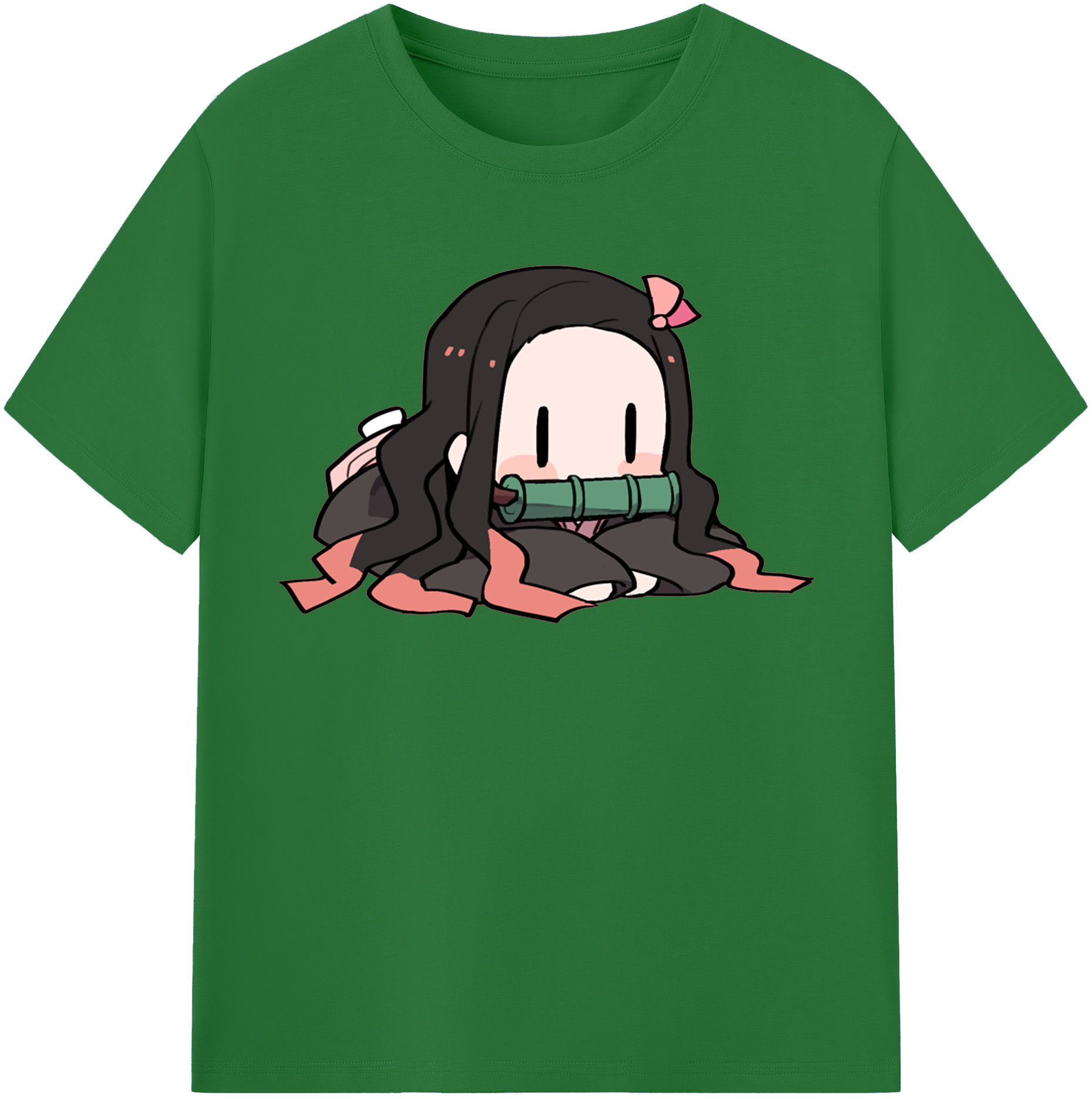 （画像用） 鬼滅の刃（きめつのやいば）竈門 禰󠄀豆子／かまど ねずこ Kamado Nezuko 綿100％半袖Tシャツ（フロントプリント）