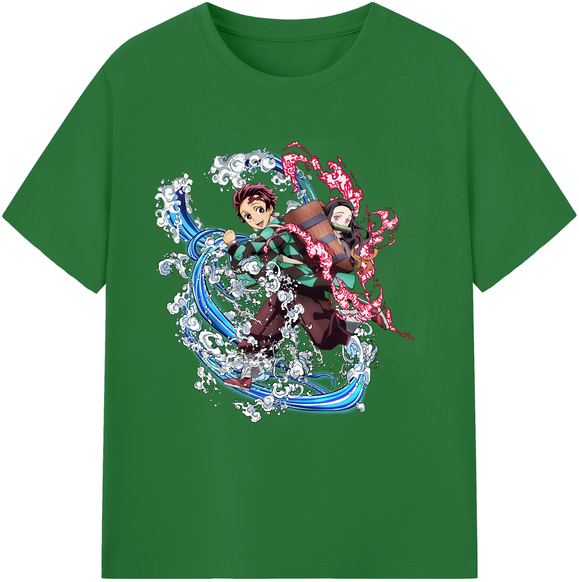 （画像用） 鬼滅の刃（きめつのやいば）竈門 禰󠄀豆子／かまど ねずこ Kamado Nezuko 綿100％半袖Tシャツ（フロントプリント）