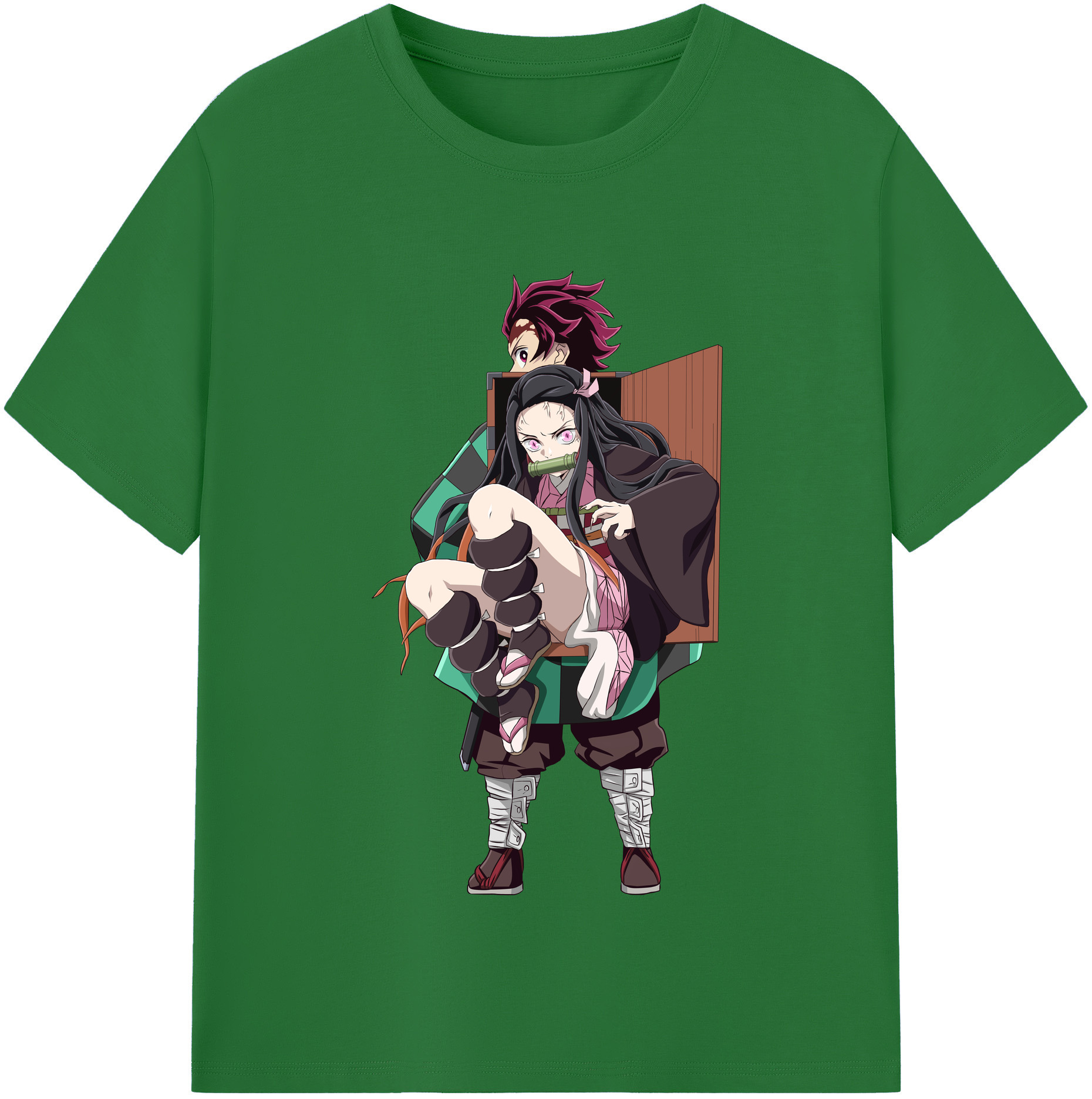（画像用） 鬼滅の刃（きめつのやいば）竈門 禰󠄀豆子／かまど ねずこ Kamado Nezuko 綿100％半袖Tシャツ（フロントプリント）