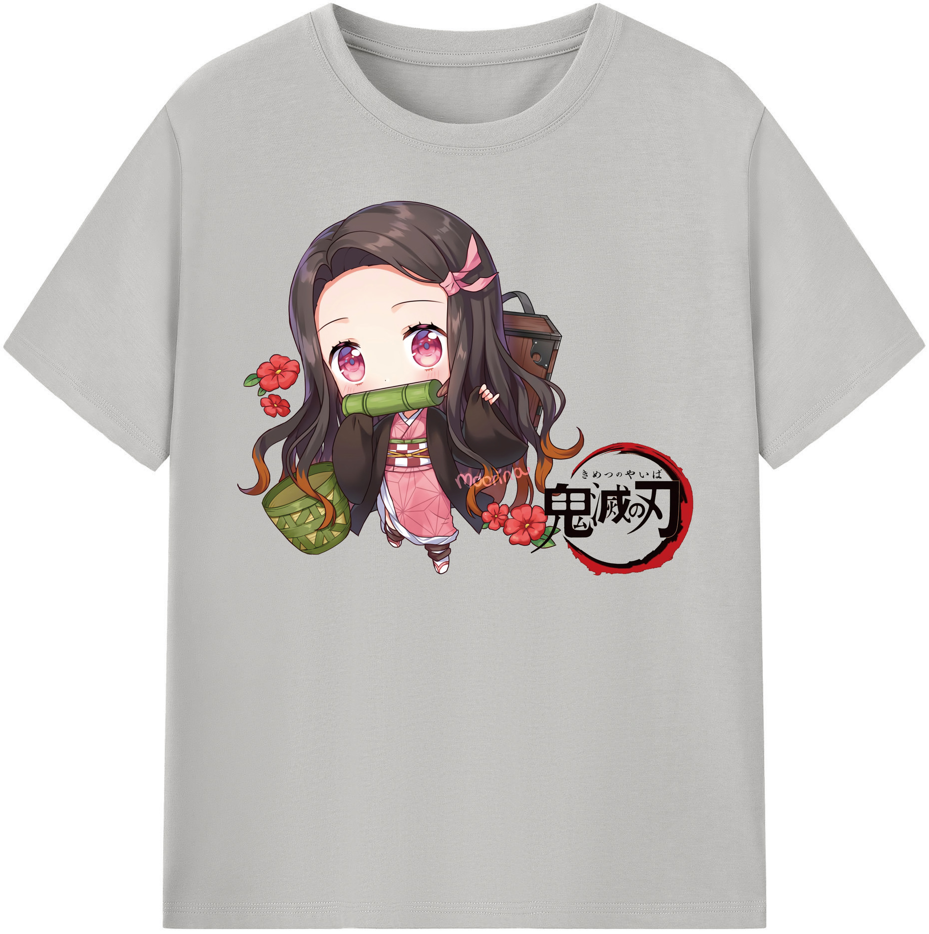 （画像用） 鬼滅の刃（きめつのやいば）竈門 禰󠄀豆子／かまど ねずこ Kamado Nezuko 綿100％半袖Tシャツ（フロントプリント）
