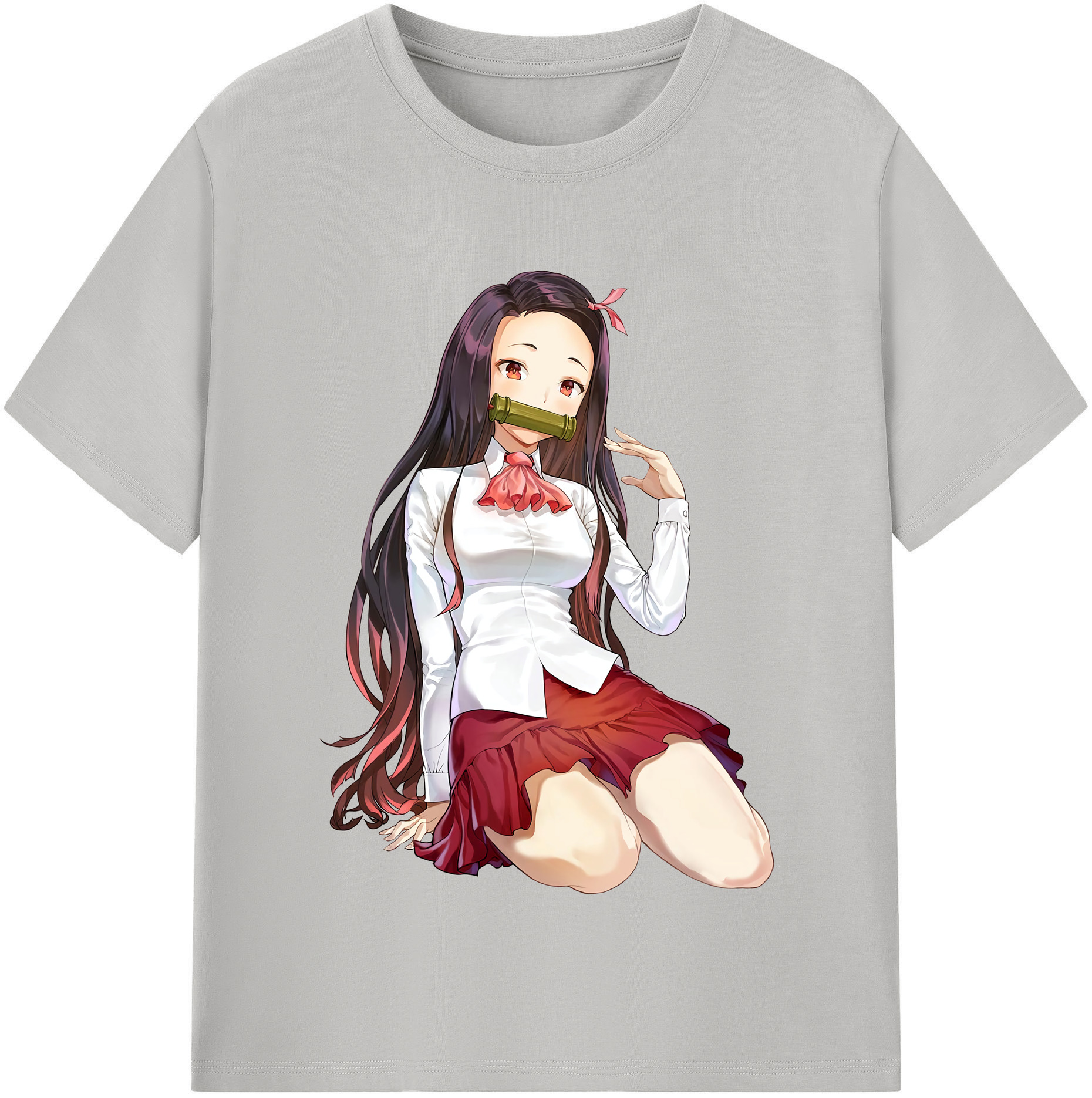 （画像用） 鬼滅の刃（きめつのやいば）竈門 禰󠄀豆子／かまど ねずこ Kamado Nezuko 綿100％半袖Tシャツ（フロントプリント）