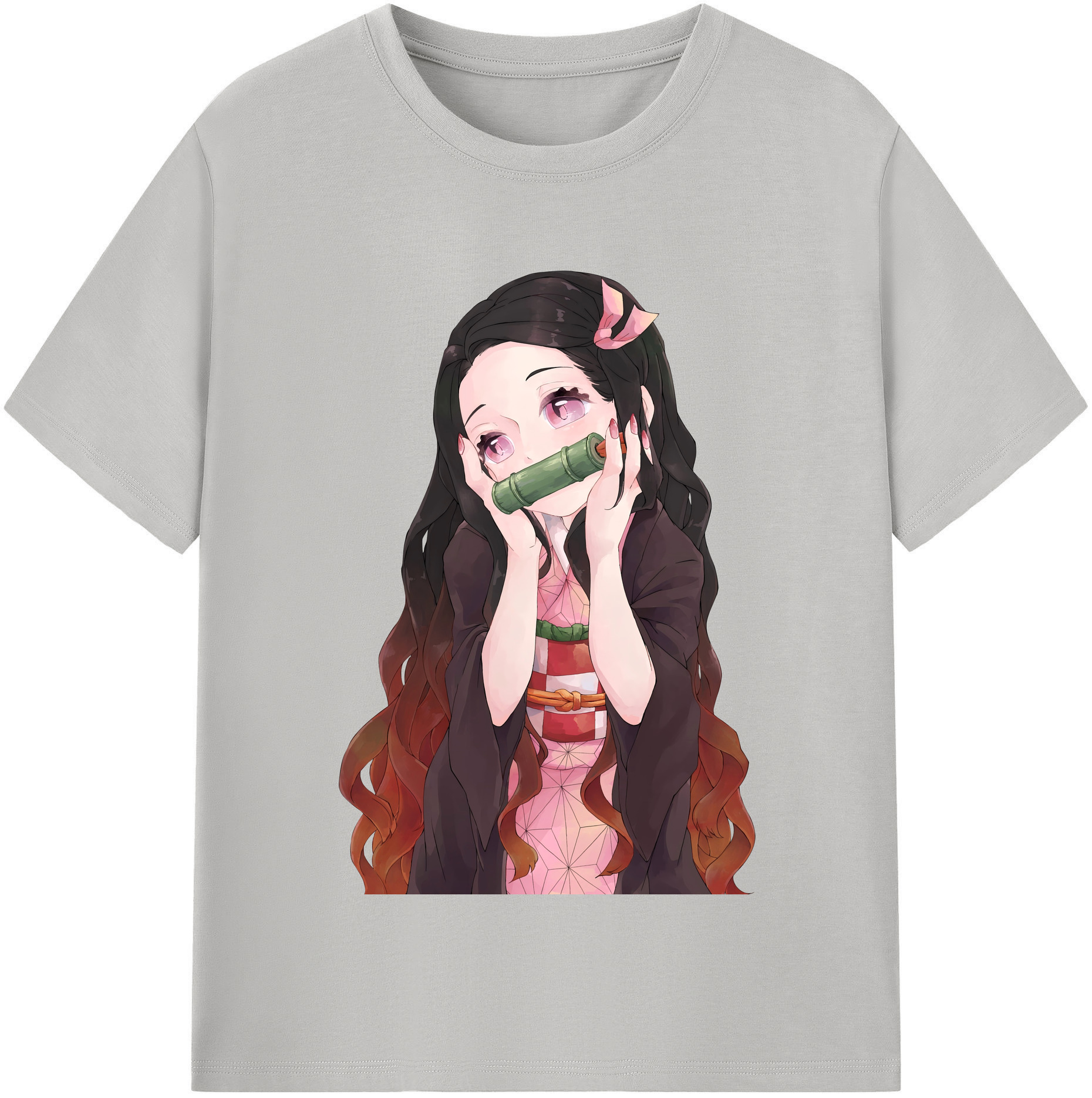 （画像用） 鬼滅の刃（きめつのやいば）竈門 禰󠄀豆子／かまど ねずこ Kamado Nezuko 綿100％半袖Tシャツ（フロントプリント）