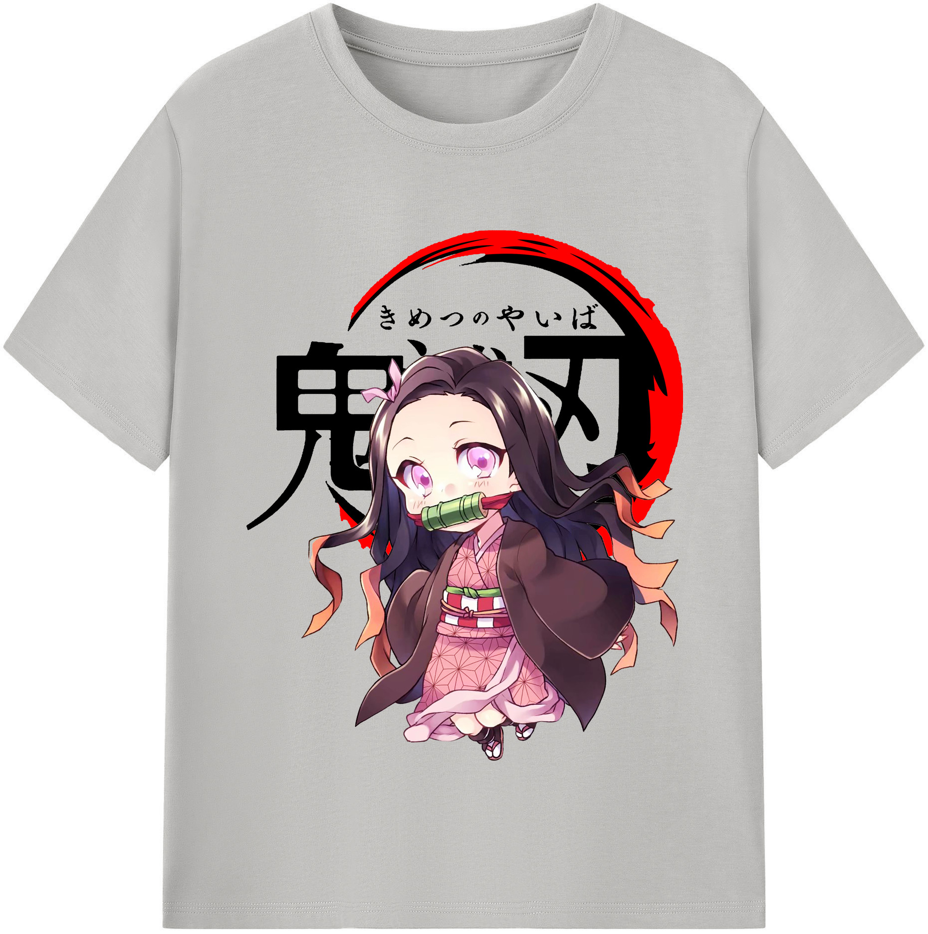 （画像用） 鬼滅の刃（きめつのやいば）竈門 禰󠄀豆子／かまど ねずこ Kamado Nezuko 綿100％半袖Tシャツ（フロントプリント）