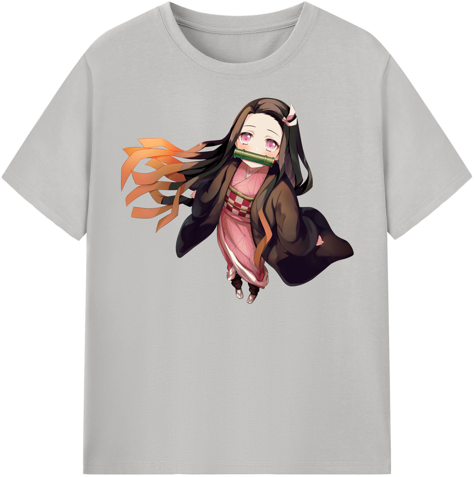 （画像用） 鬼滅の刃（きめつのやいば）竈門 禰󠄀豆子／かまど ねずこ Kamado Nezuko 綿100％半袖Tシャツ（フロントプリント）