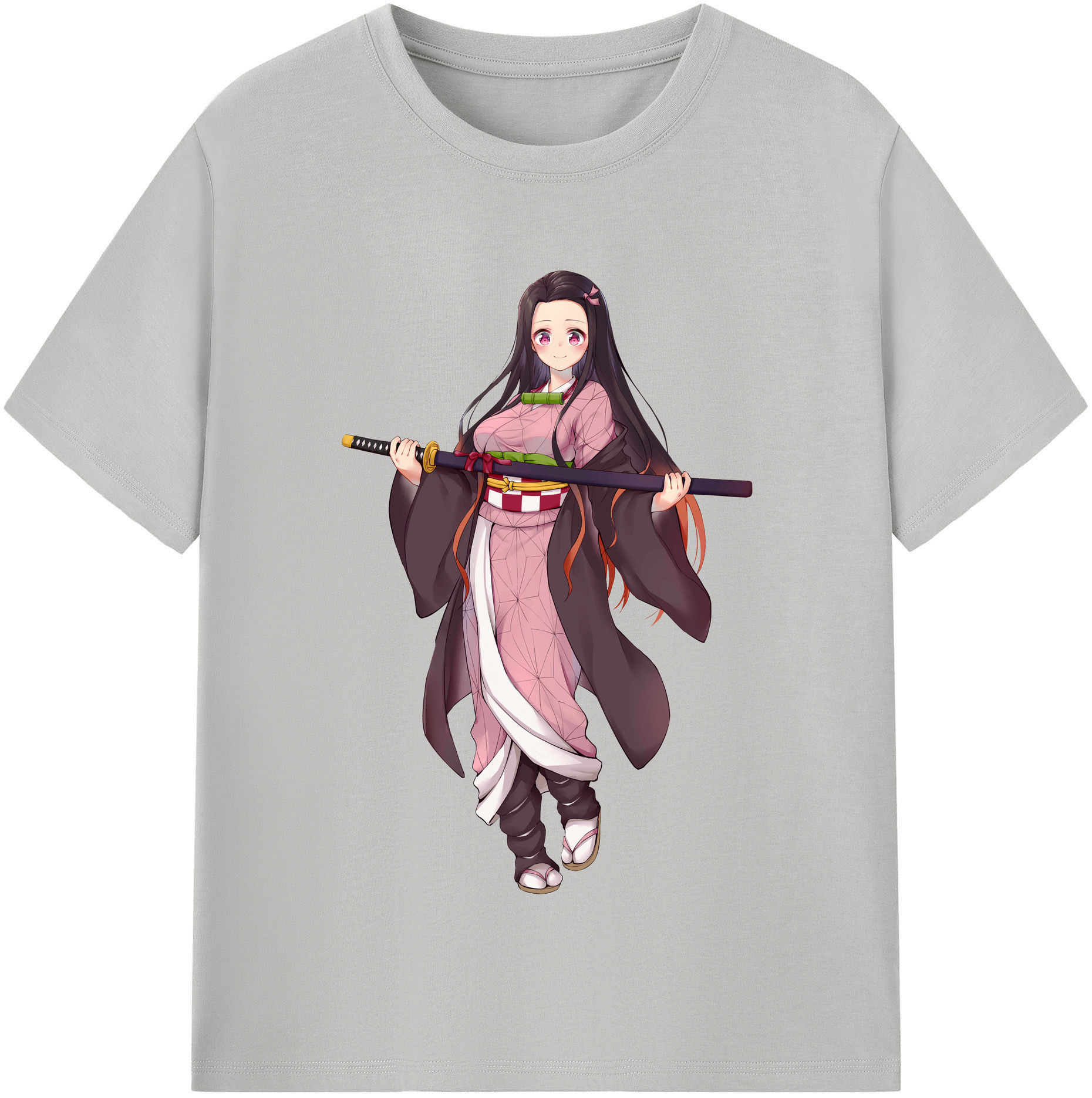 （画像用） 鬼滅の刃（きめつのやいば）竈門 禰󠄀豆子／かまど ねずこ Kamado Nezuko 綿100％半袖Tシャツ（フロントプリント）