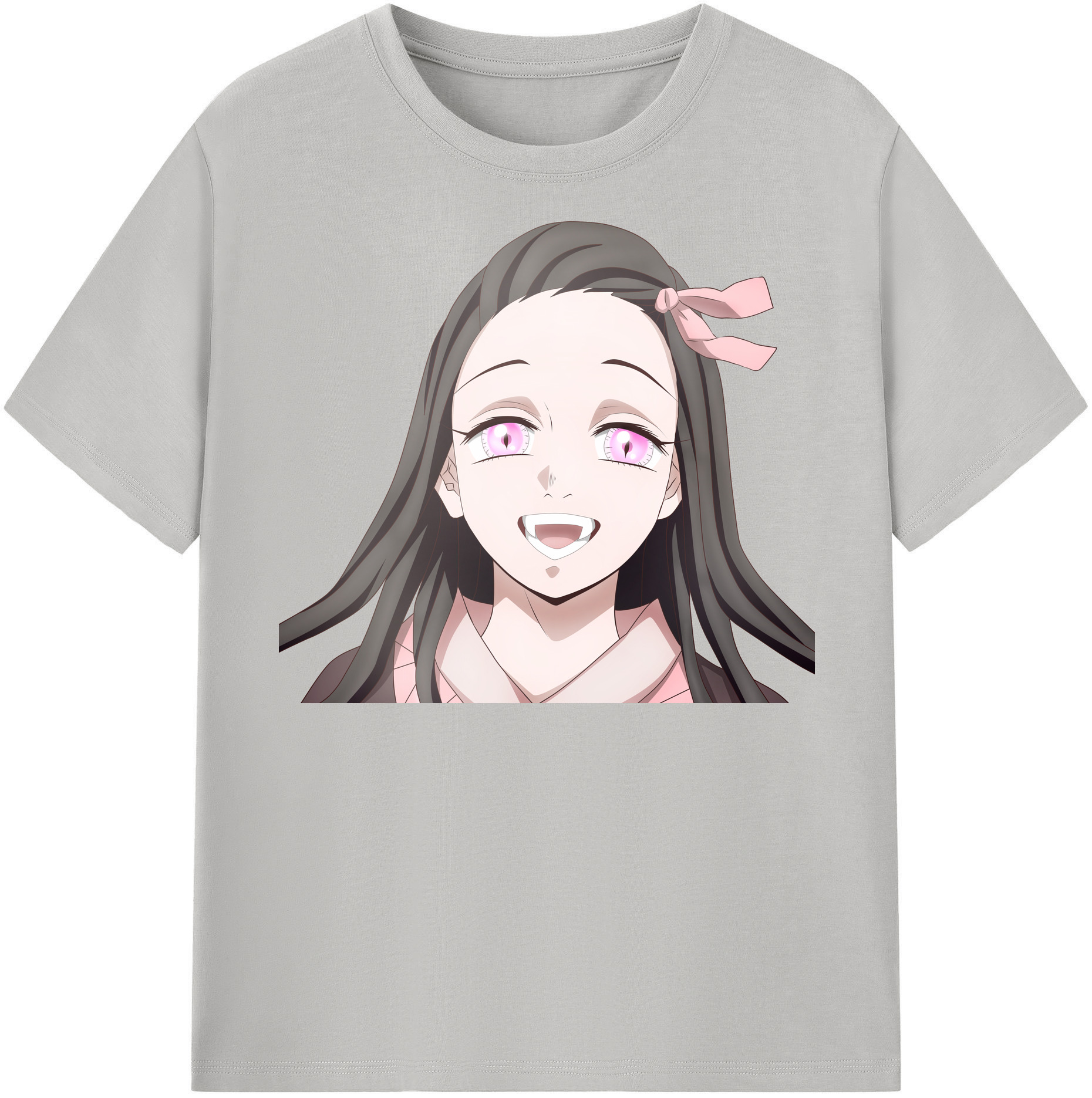 （画像用） 鬼滅の刃（きめつのやいば）竈門 禰󠄀豆子／かまど ねずこ Kamado Nezuko 綿100％半袖Tシャツ（フロントプリント）