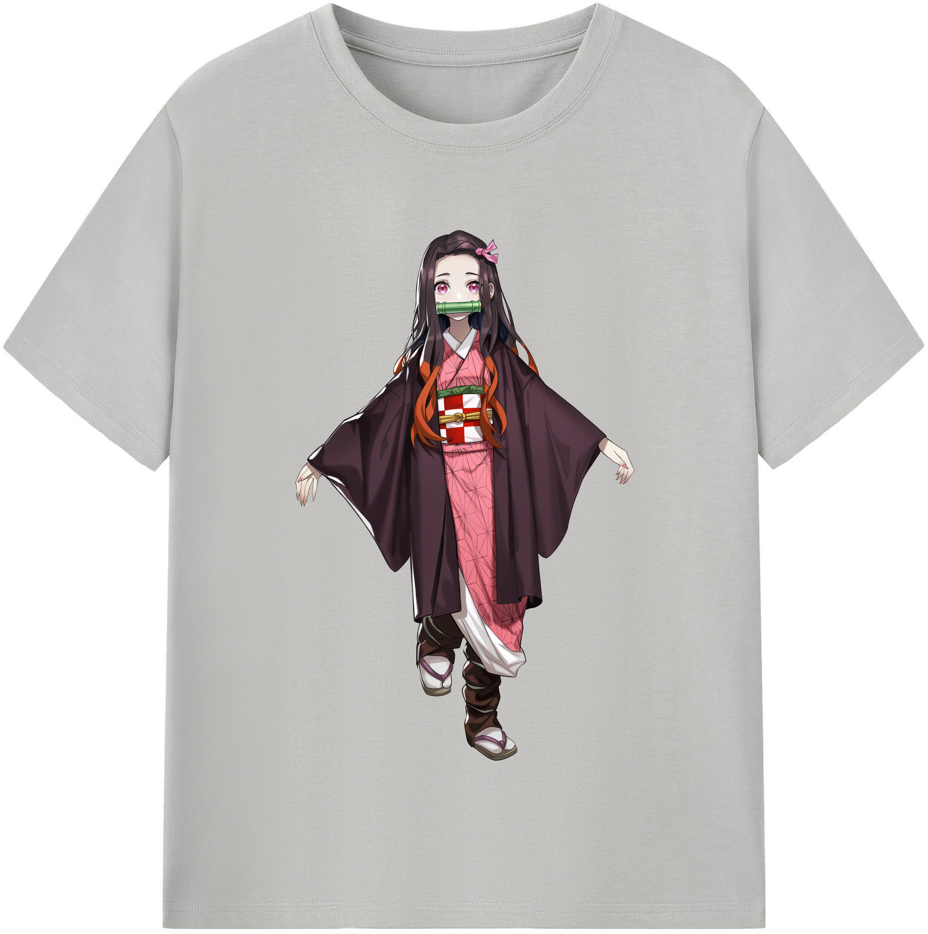 （画像用） 鬼滅の刃（きめつのやいば）竈門 禰󠄀豆子／かまど ねずこ Kamado Nezuko 綿100％半袖Tシャツ（フロントプリント）