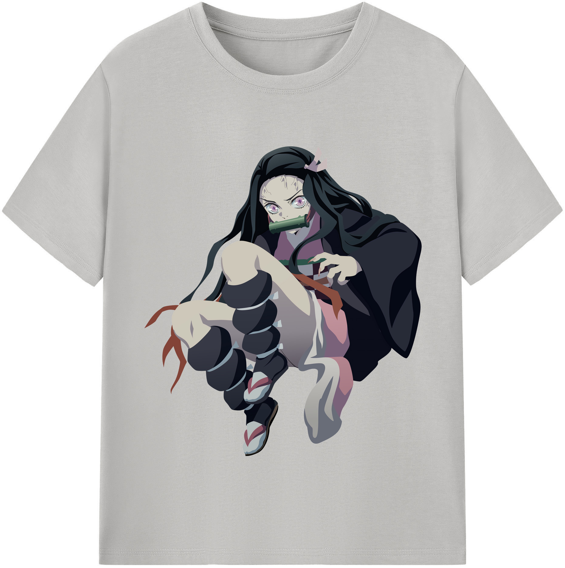 （画像用） 鬼滅の刃（きめつのやいば）竈門 禰󠄀豆子／かまど ねずこ Kamado Nezuko 綿100％半袖Tシャツ（フロントプリント）
