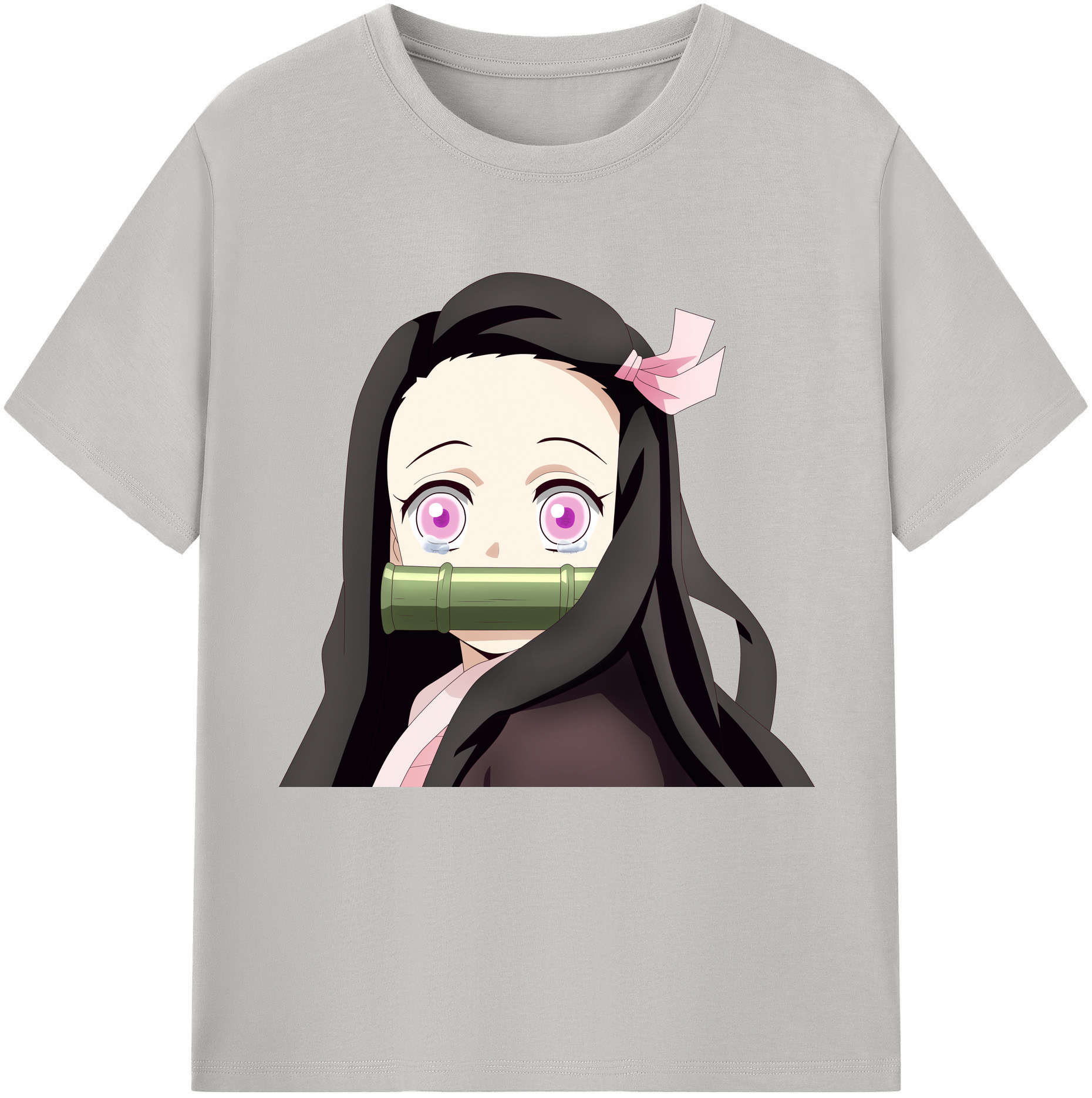 （画像用） 鬼滅の刃（きめつのやいば）竈門 禰󠄀豆子／かまど ねずこ Kamado Nezuko 綿100％半袖Tシャツ（フロントプリント）