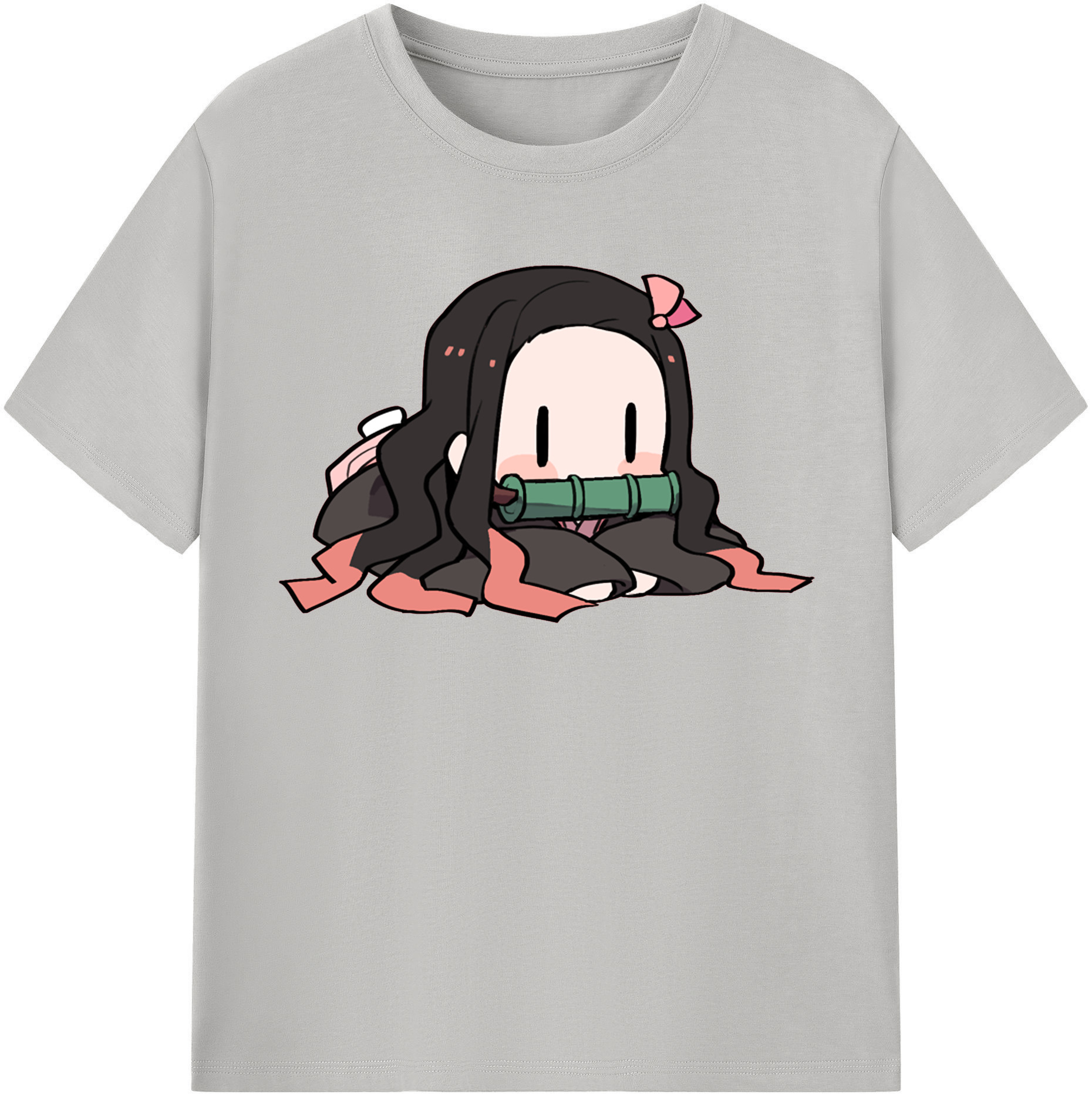 （画像用） 鬼滅の刃（きめつのやいば）竈門 禰󠄀豆子／かまど ねずこ Kamado Nezuko 綿100％半袖Tシャツ（フロントプリント）