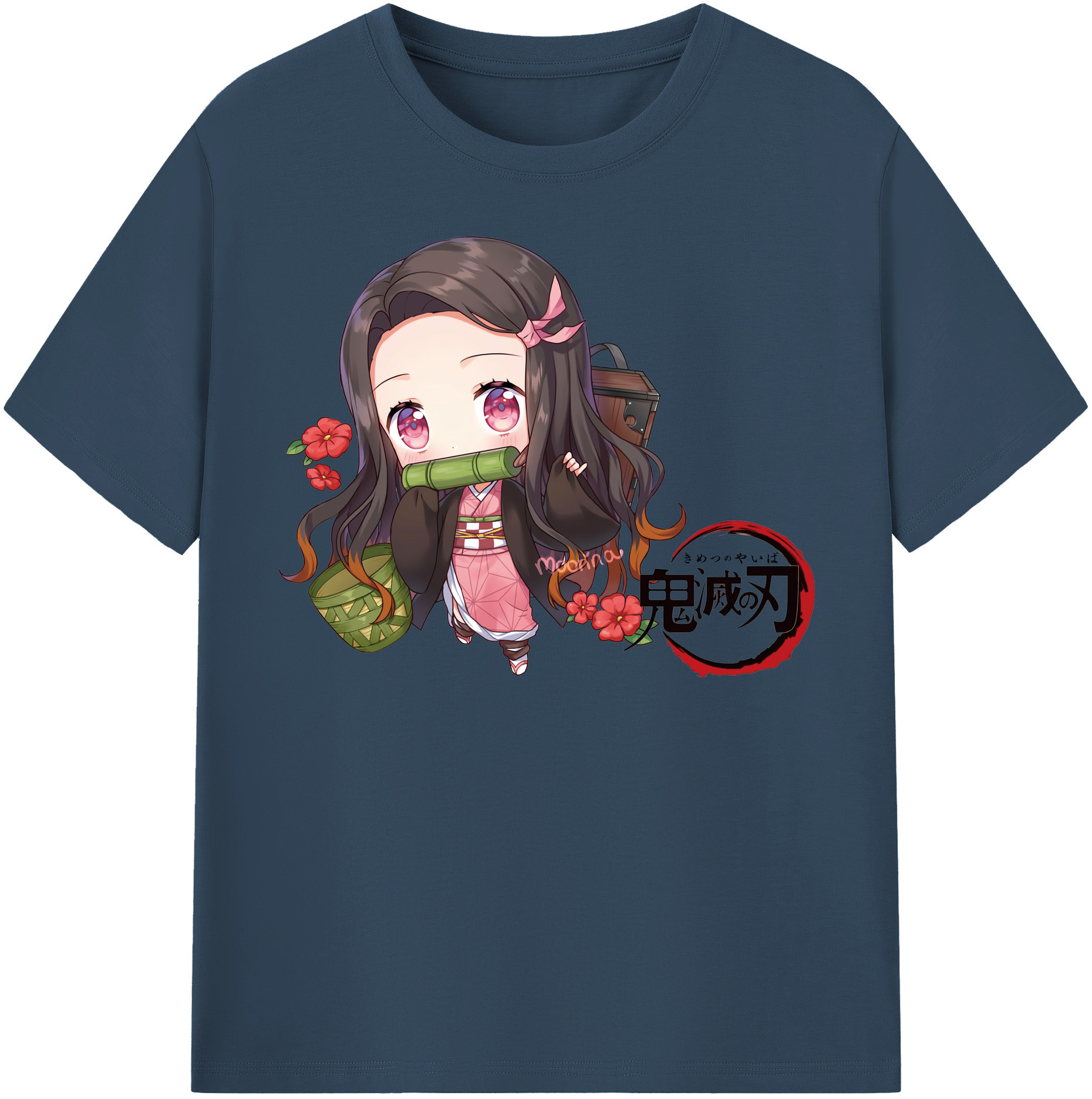 （画像用） 鬼滅の刃（きめつのやいば）竈門 禰󠄀豆子／かまど ねずこ Kamado Nezuko 綿100％半袖Tシャツ（フロントプリント）