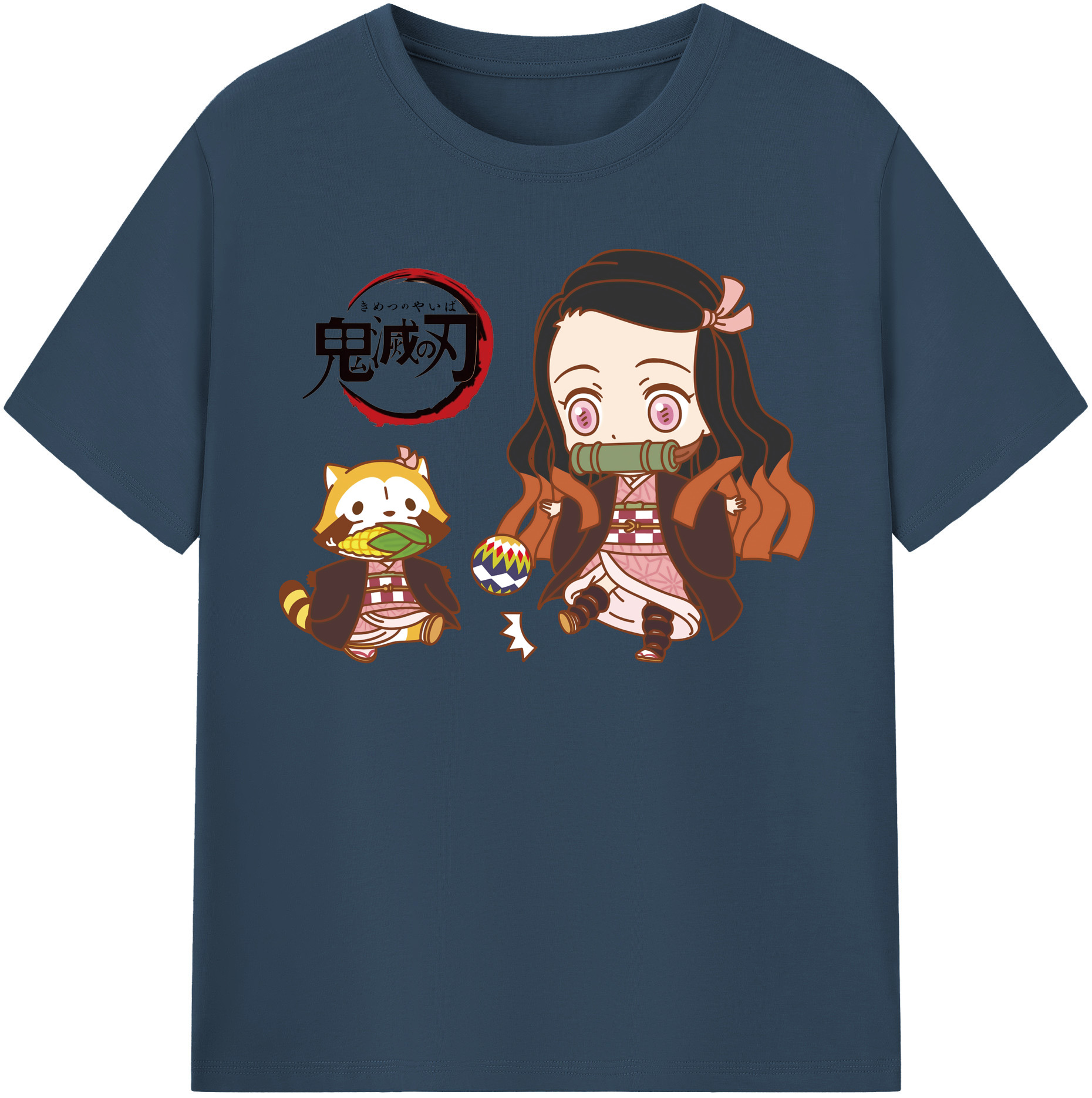 （画像用） 鬼滅の刃（きめつのやいば）竈門 禰󠄀豆子／かまど ねずこ Kamado Nezuko 綿100％半袖Tシャツ（フロントプリント）