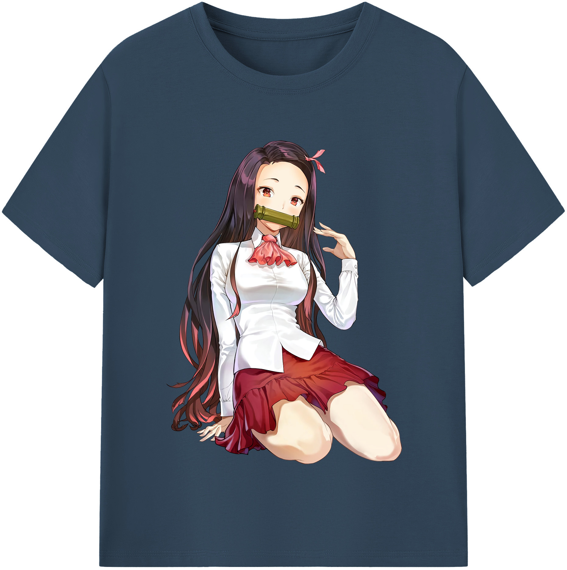 （画像用） 鬼滅の刃（きめつのやいば）竈門 禰󠄀豆子／かまど ねずこ Kamado Nezuko 綿100％半袖Tシャツ（フロントプリント）