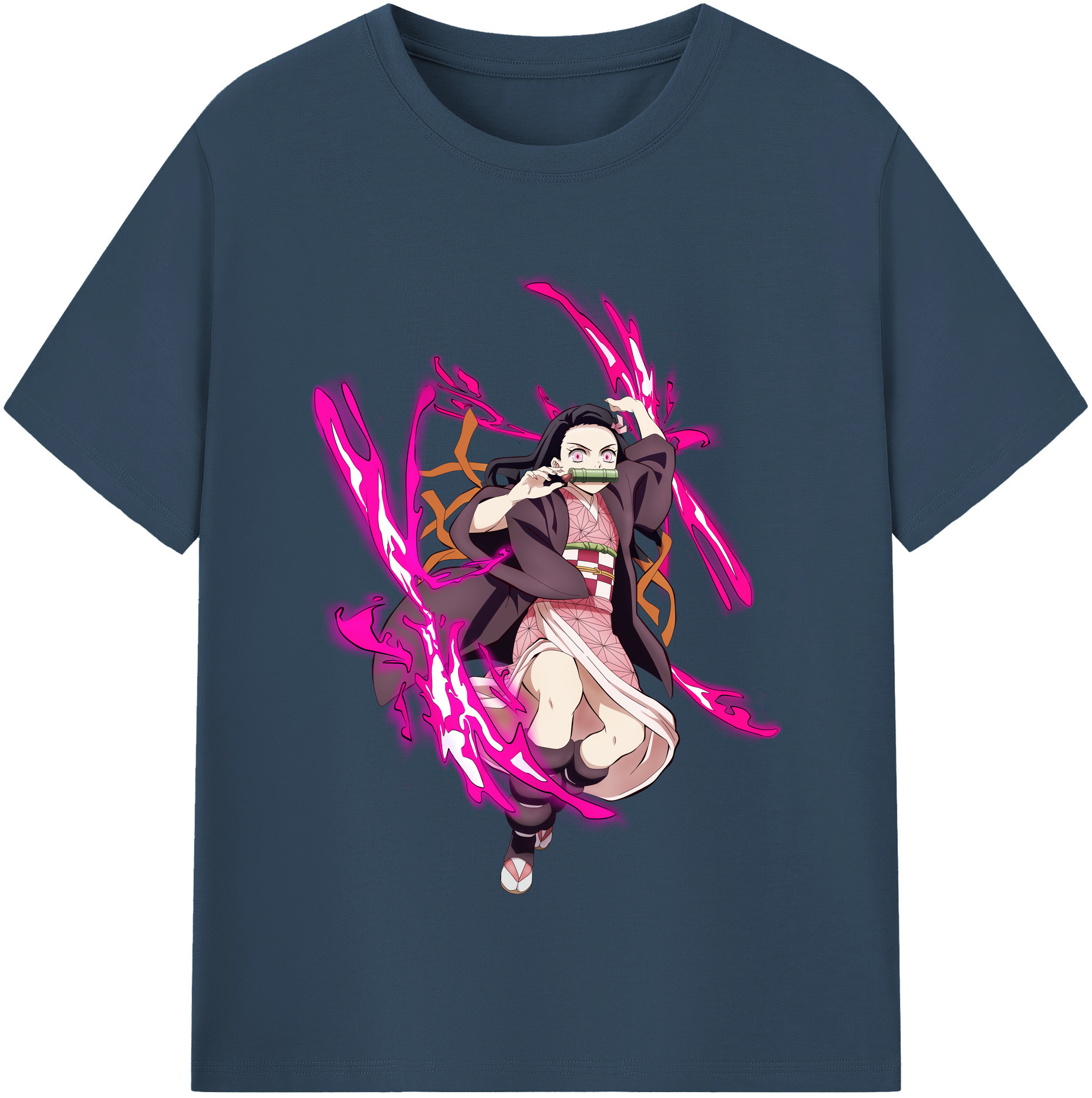（画像用） 鬼滅の刃（きめつのやいば）竈門 禰󠄀豆子／かまど ねずこ Kamado Nezuko 綿100％半袖Tシャツ（フロントプリント）