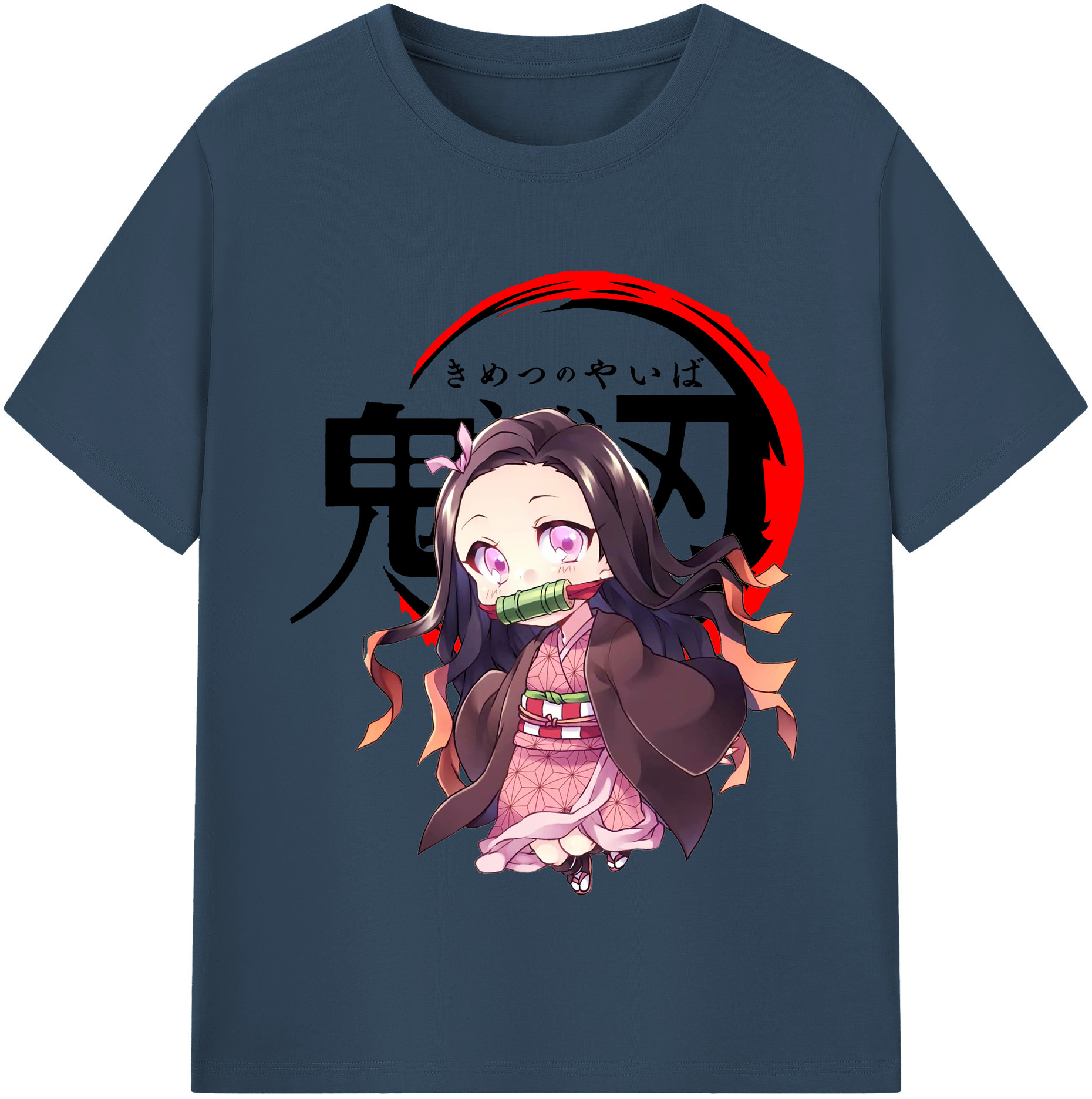 （画像用） 鬼滅の刃（きめつのやいば）竈門 禰󠄀豆子／かまど ねずこ Kamado Nezuko 綿100％半袖Tシャツ（フロントプリント）