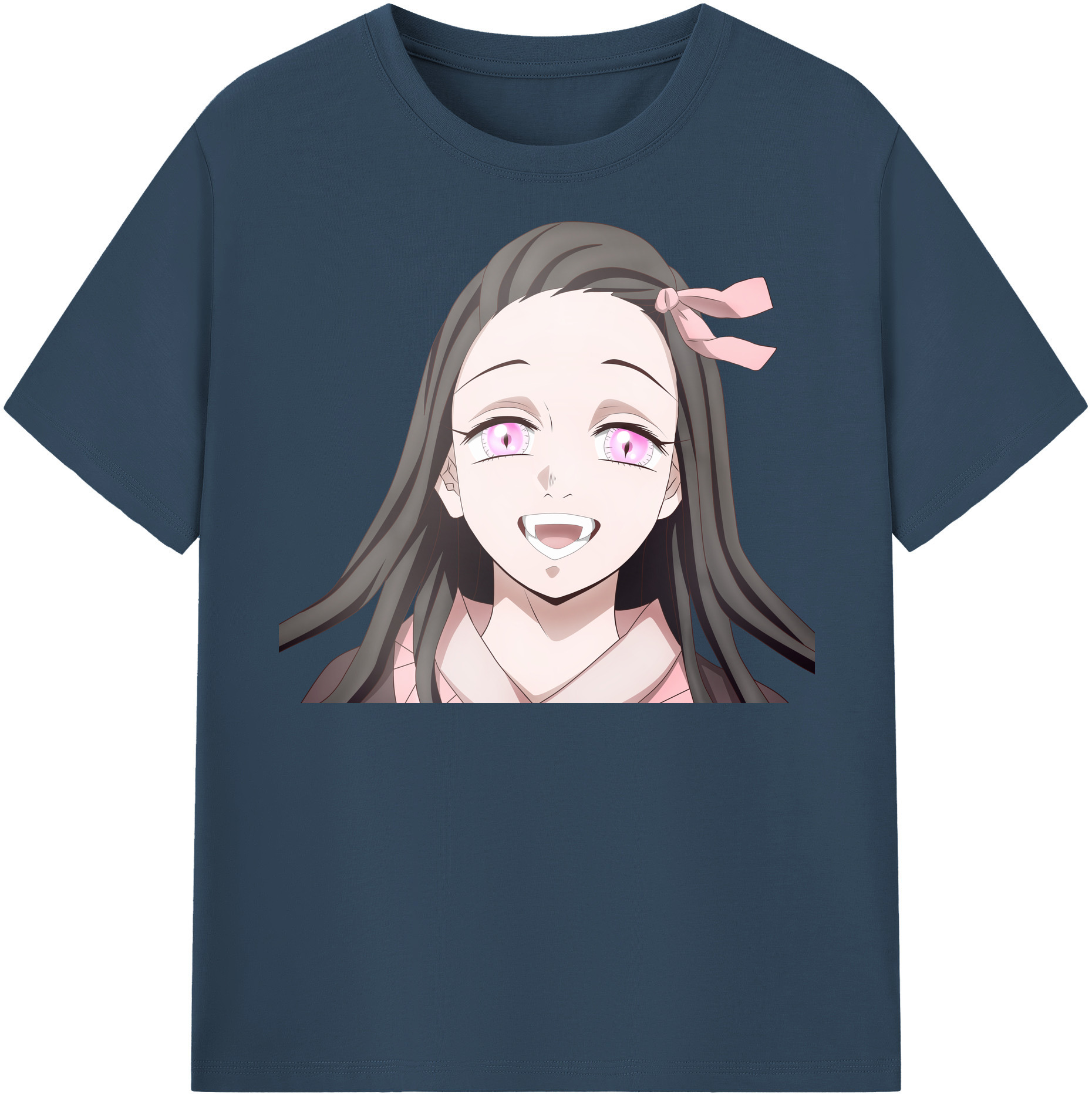 （画像用） 鬼滅の刃（きめつのやいば）竈門 禰󠄀豆子／かまど ねずこ Kamado Nezuko 綿100％半袖Tシャツ（フロントプリント）