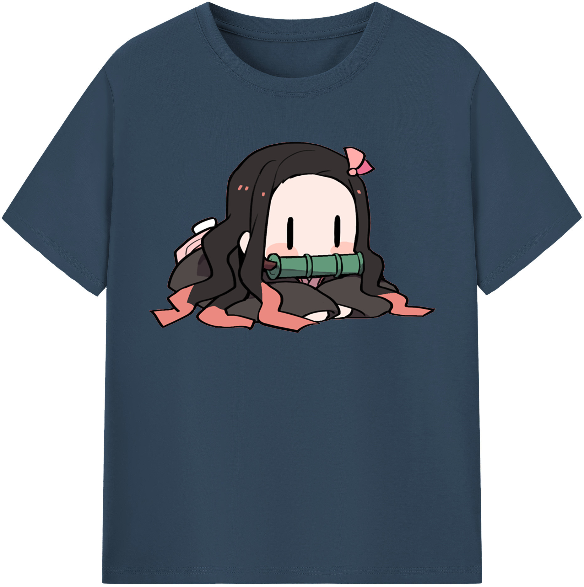 （画像用） 鬼滅の刃（きめつのやいば）竈門 禰󠄀豆子／かまど ねずこ Kamado Nezuko 綿100％半袖Tシャツ（フロントプリント）