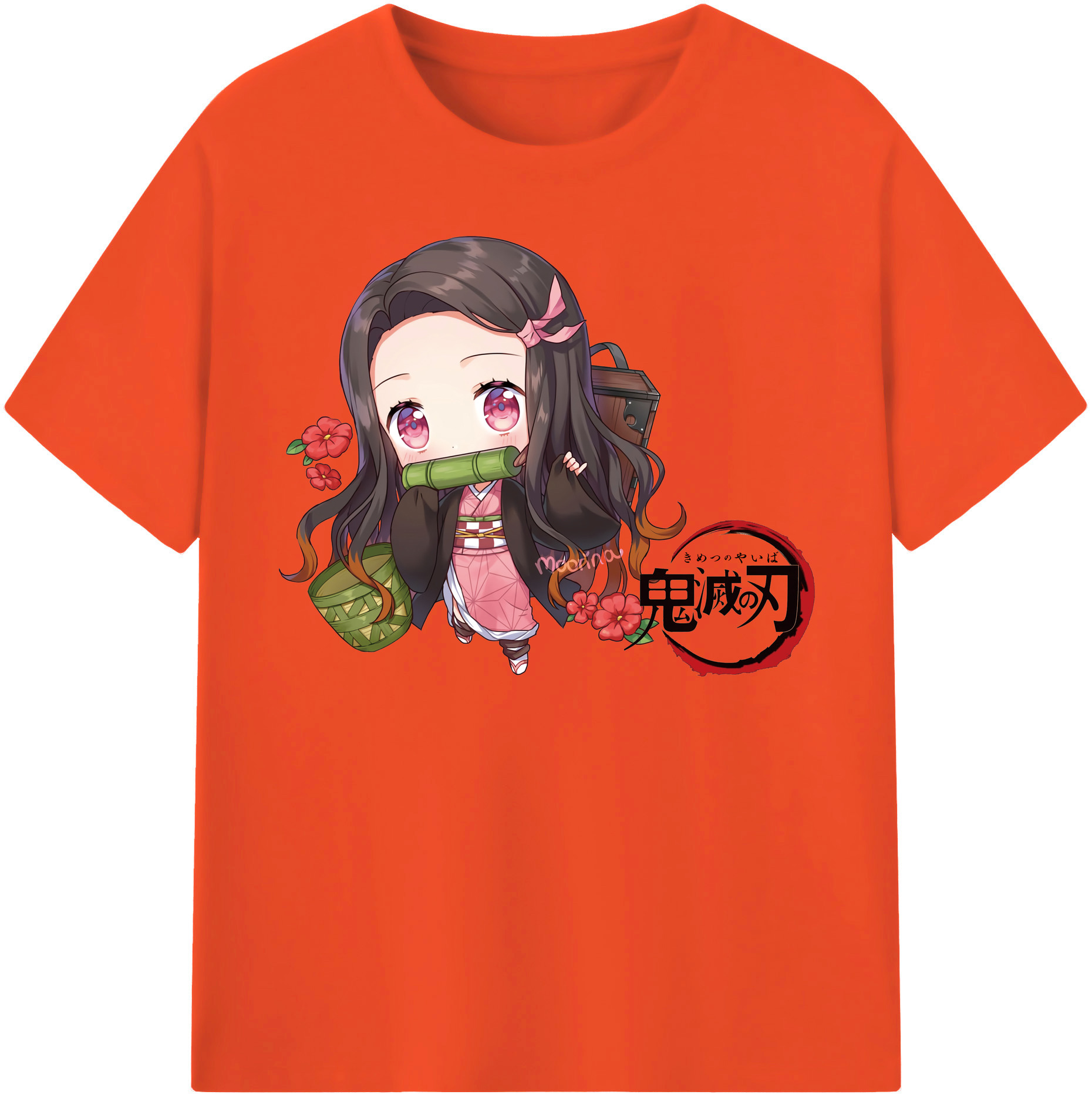 （画像用） 鬼滅の刃（きめつのやいば）竈門 禰󠄀豆子／かまど ねずこ Kamado Nezuko 綿100％半袖Tシャツ（フロントプリント）