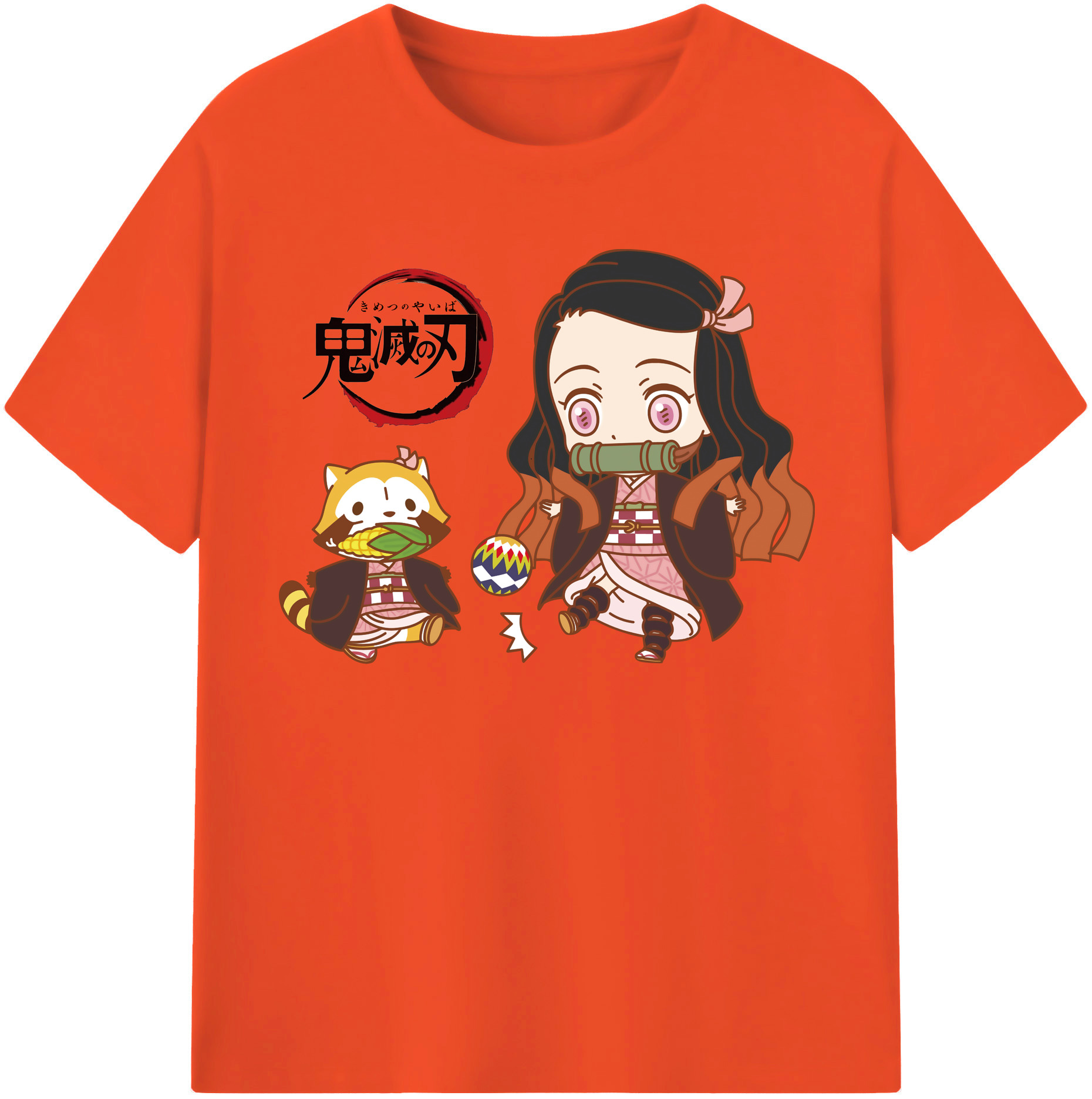 （画像用） 鬼滅の刃（きめつのやいば）竈門 禰󠄀豆子／かまど ねずこ Kamado Nezuko 綿100％半袖Tシャツ（フロントプリント）