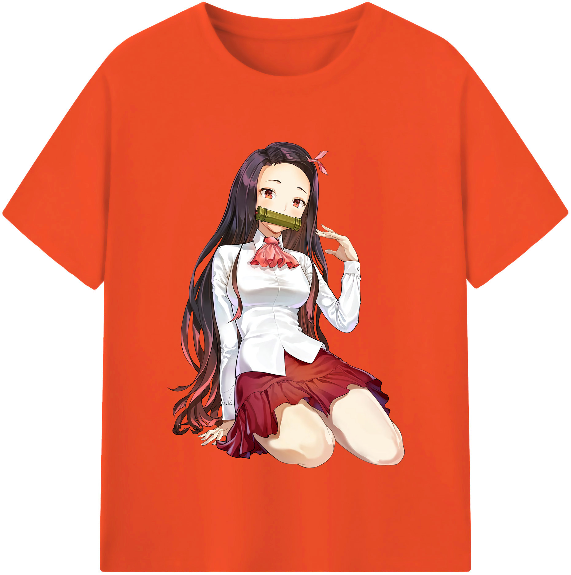 （画像用） 鬼滅の刃（きめつのやいば）竈門 禰󠄀豆子／かまど ねずこ Kamado Nezuko 綿100％半袖Tシャツ（フロントプリント）