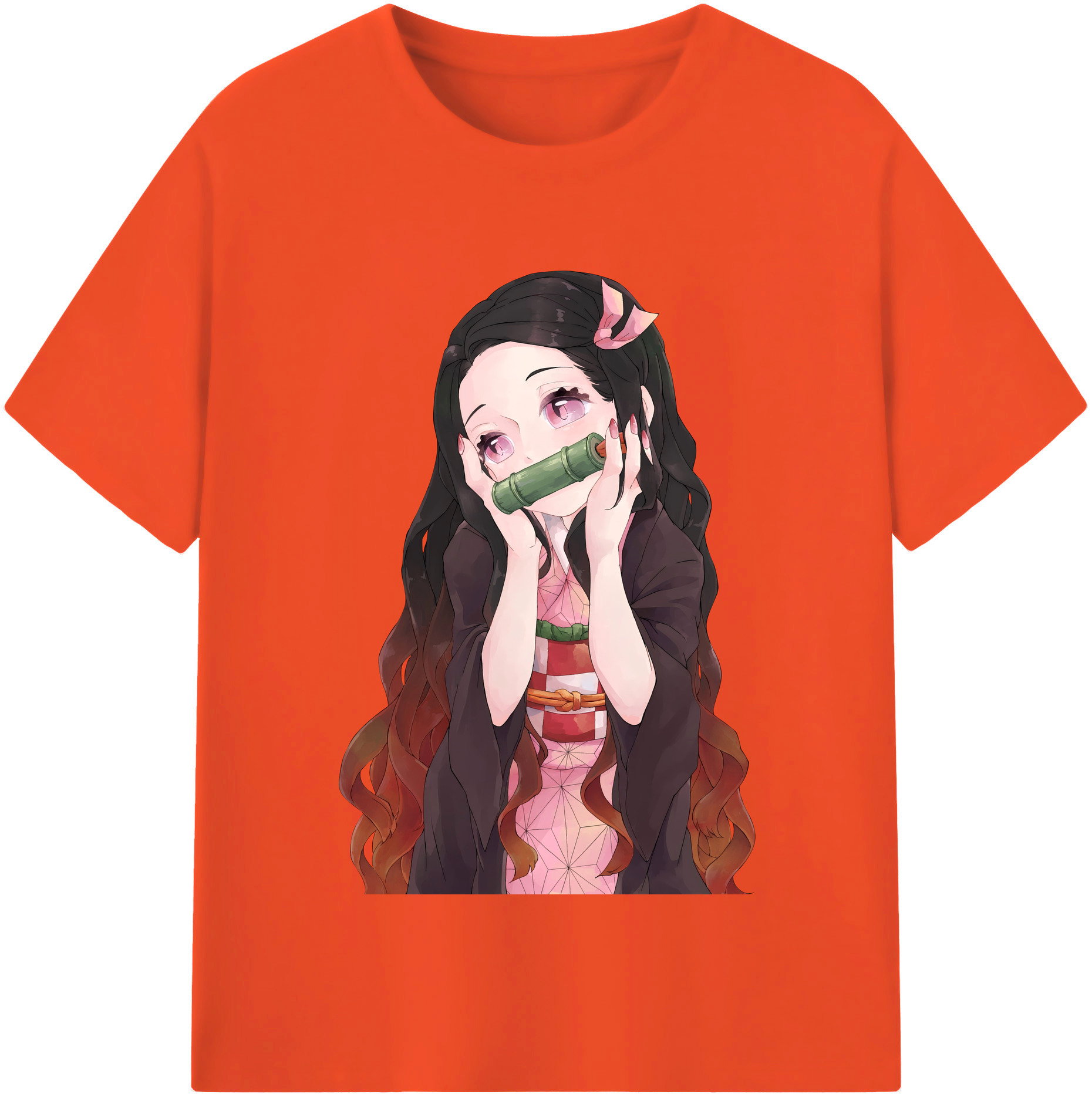 （画像用） 鬼滅の刃（きめつのやいば）竈門 禰󠄀豆子／かまど ねずこ Kamado Nezuko 綿100％半袖Tシャツ（フロントプリント）