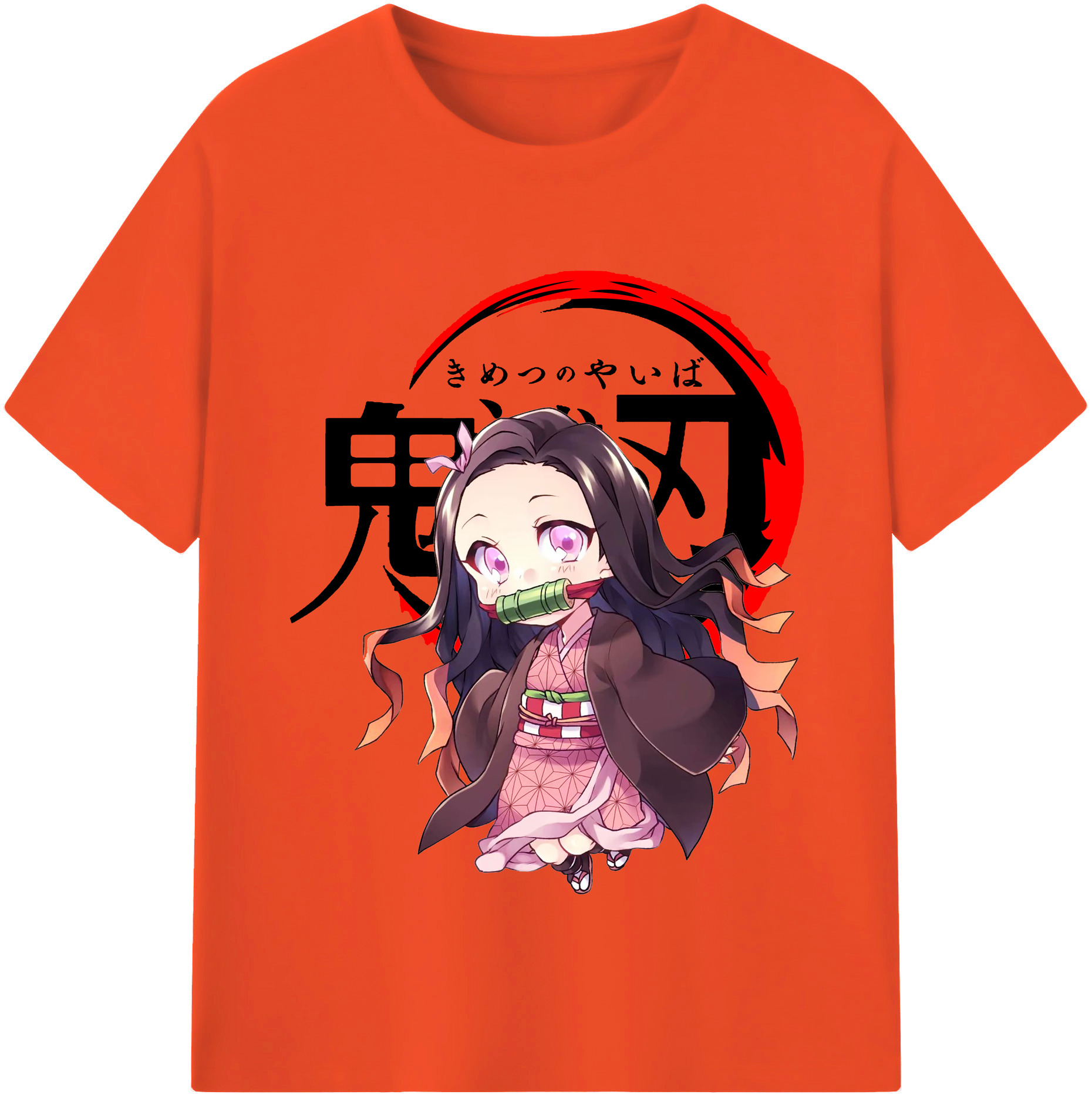 （画像用） 鬼滅の刃（きめつのやいば）竈門 禰󠄀豆子／かまど ねずこ Kamado Nezuko 綿100％半袖Tシャツ（フロントプリント）