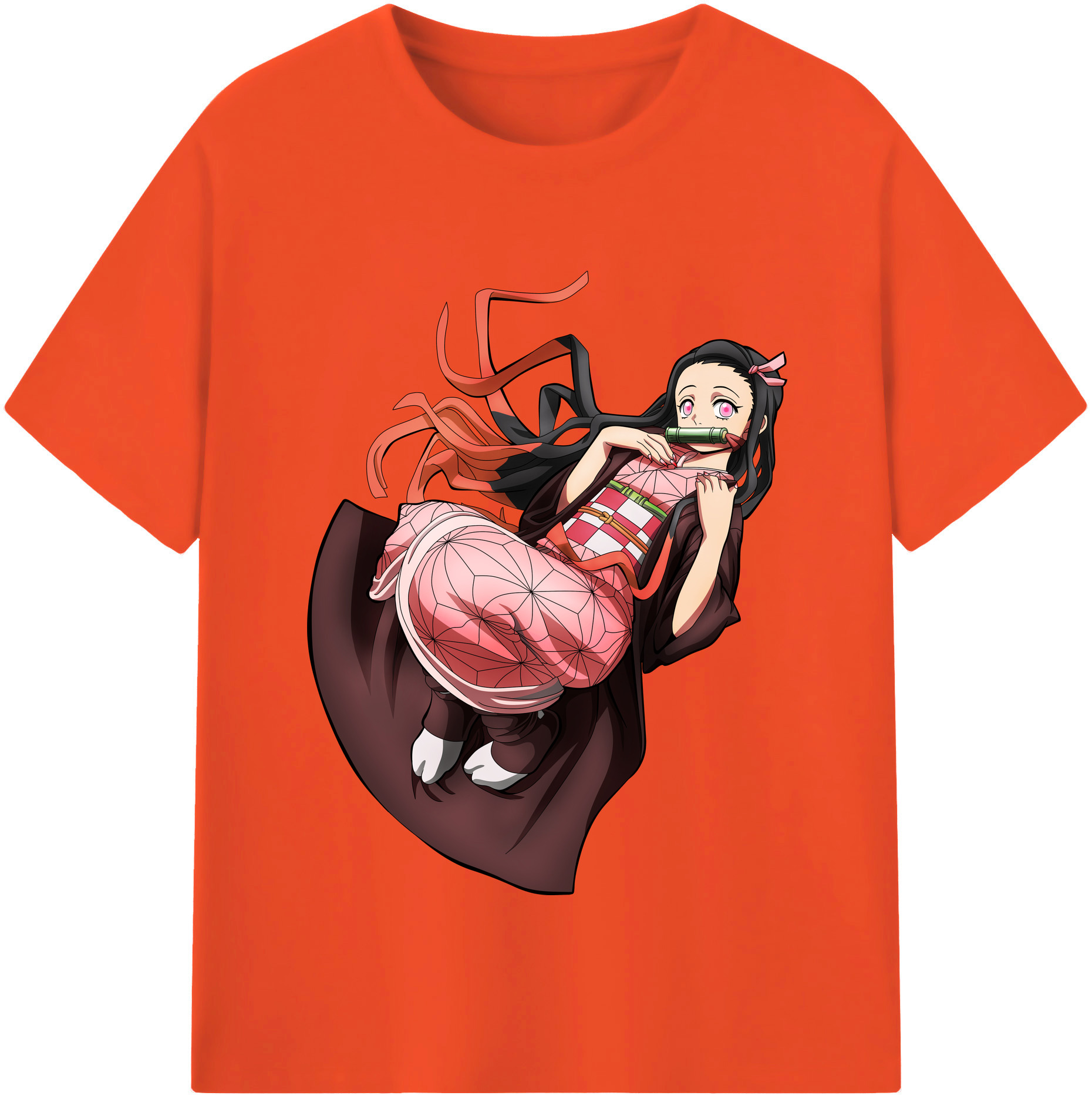 （画像用） 鬼滅の刃（きめつのやいば）竈門 禰󠄀豆子／かまど ねずこ Kamado Nezuko 綿100％半袖Tシャツ（フロントプリント）