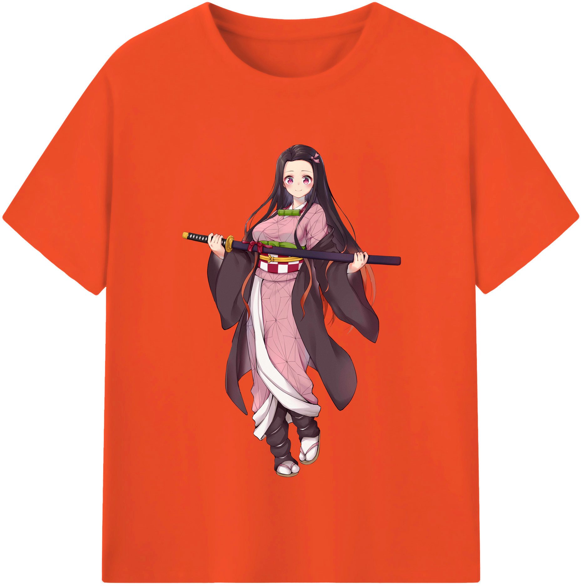 （画像用） 鬼滅の刃（きめつのやいば）竈門 禰󠄀豆子／かまど ねずこ Kamado Nezuko 綿100％半袖Tシャツ（フロントプリント）