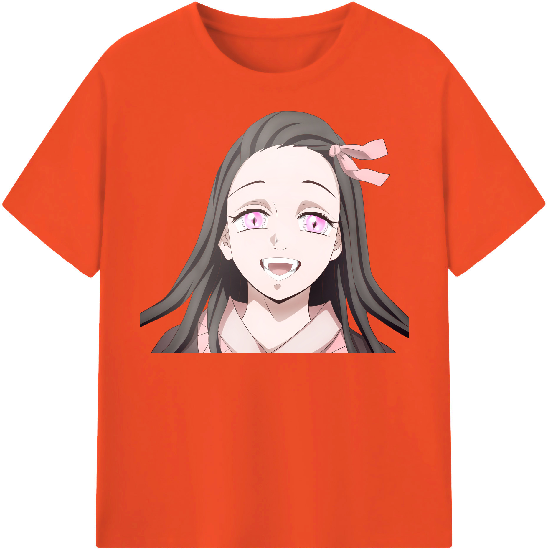 （画像用） 鬼滅の刃（きめつのやいば）竈門 禰󠄀豆子／かまど ねずこ Kamado Nezuko 綿100％半袖Tシャツ（フロントプリント）
