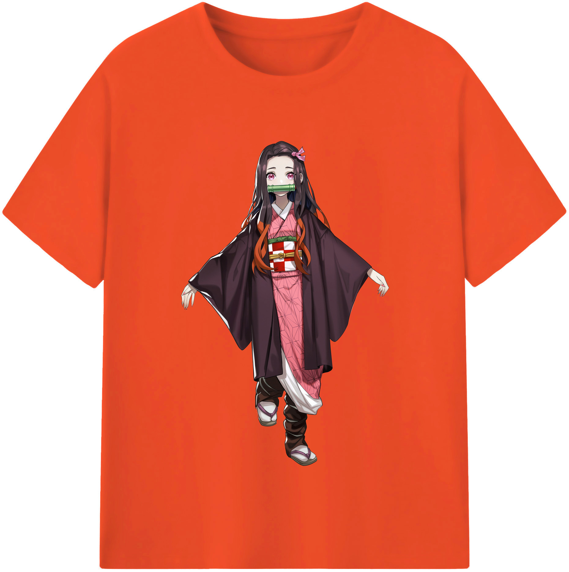 （画像用） 鬼滅の刃（きめつのやいば）竈門 禰󠄀豆子／かまど ねずこ Kamado Nezuko 綿100％半袖Tシャツ（フロントプリント）
