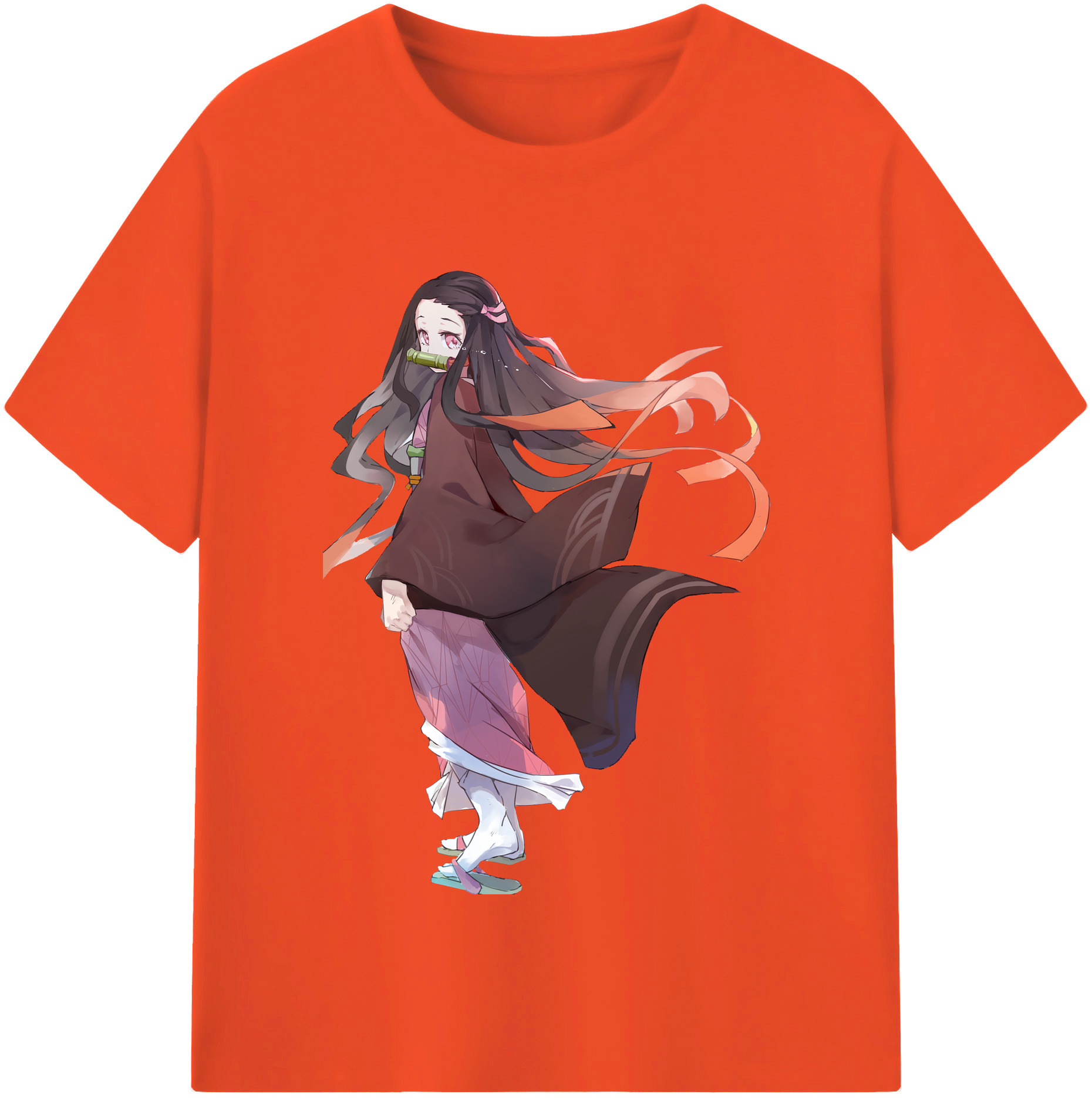 （画像用） 鬼滅の刃（きめつのやいば）竈門 禰󠄀豆子／かまど ねずこ Kamado Nezuko 綿100％半袖Tシャツ（フロントプリント）