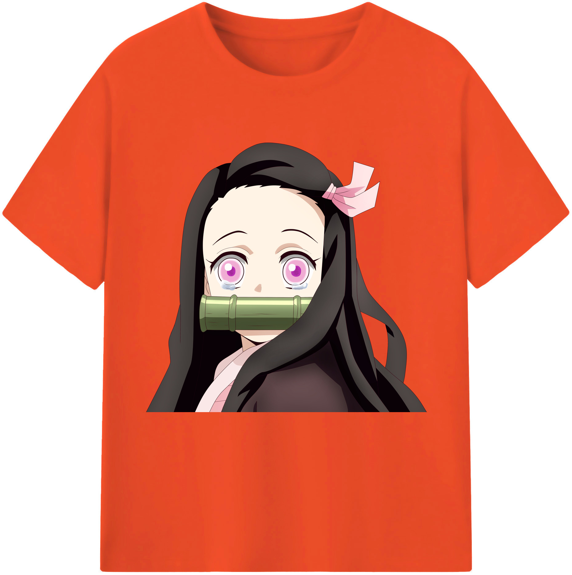 （画像用） 鬼滅の刃（きめつのやいば）竈門 禰󠄀豆子／かまど ねずこ Kamado Nezuko 綿100％半袖Tシャツ（フロントプリント）
