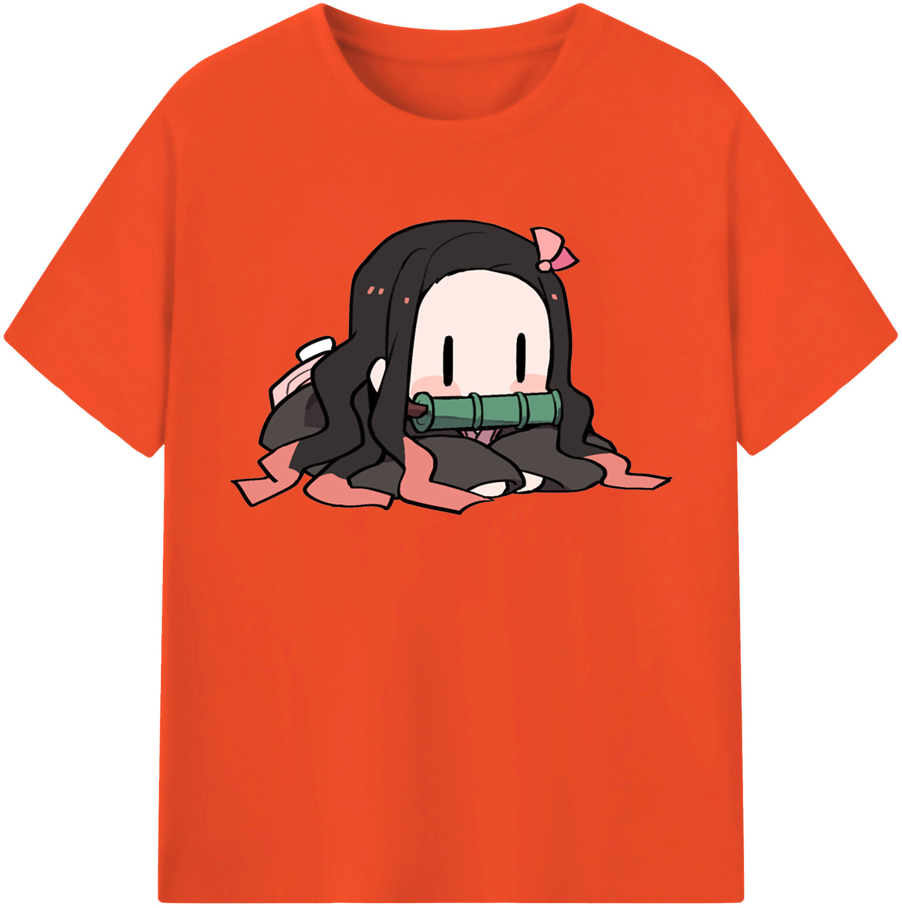 （画像用） 鬼滅の刃（きめつのやいば）竈門 禰󠄀豆子／かまど ねずこ Kamado Nezuko 綿100％半袖Tシャツ（フロントプリント）