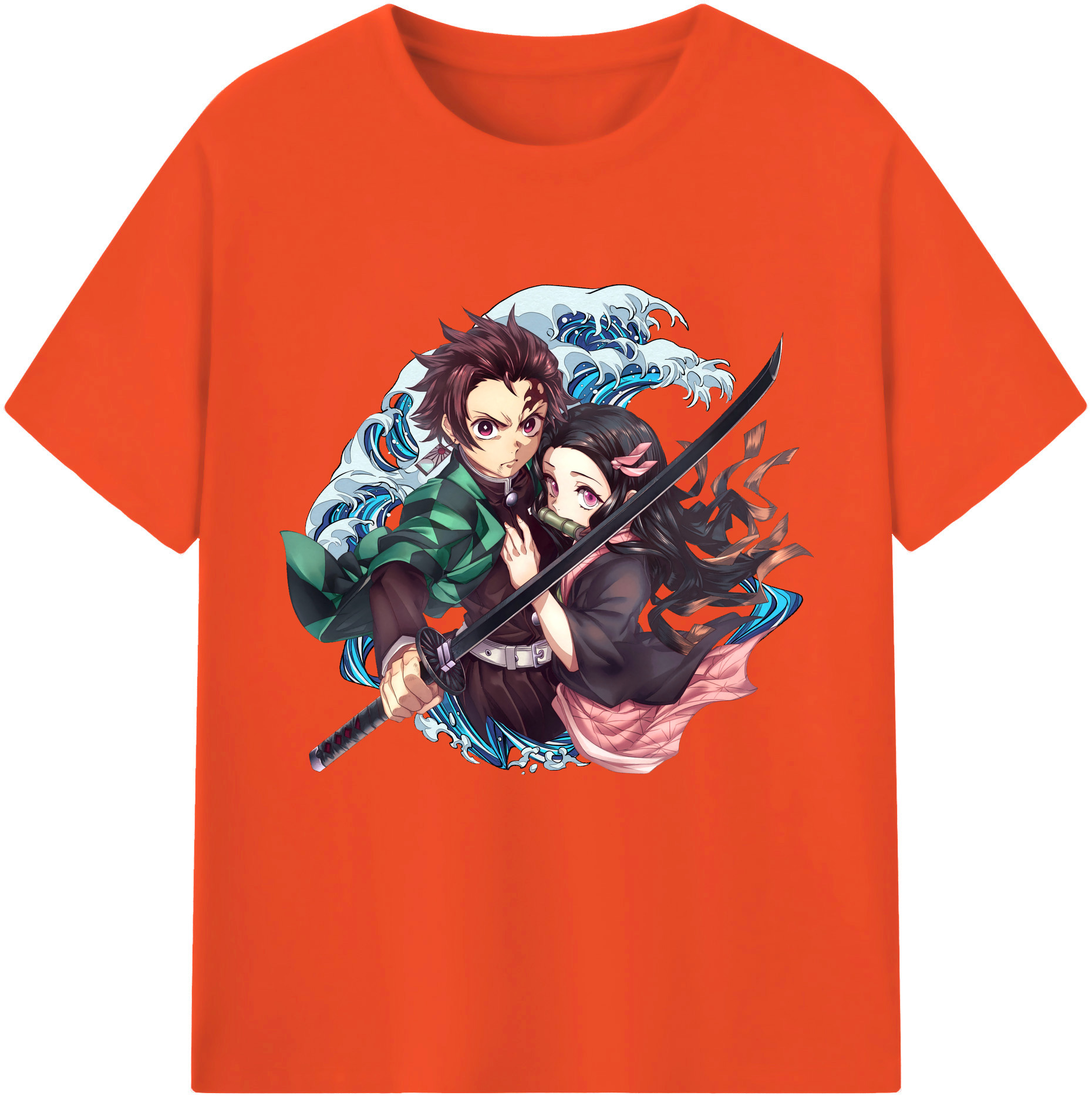 （画像用） 鬼滅の刃（きめつのやいば）竈門 禰󠄀豆子／かまど ねずこ Kamado Nezuko 綿100％半袖Tシャツ（フロントプリント）