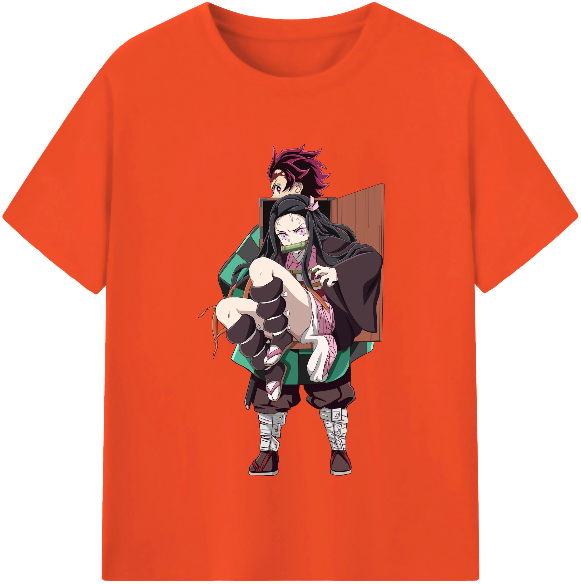 （画像用） 鬼滅の刃（きめつのやいば）竈門 禰󠄀豆子／かまど ねずこ Kamado Nezuko 綿100％半袖Tシャツ（フロントプリント）