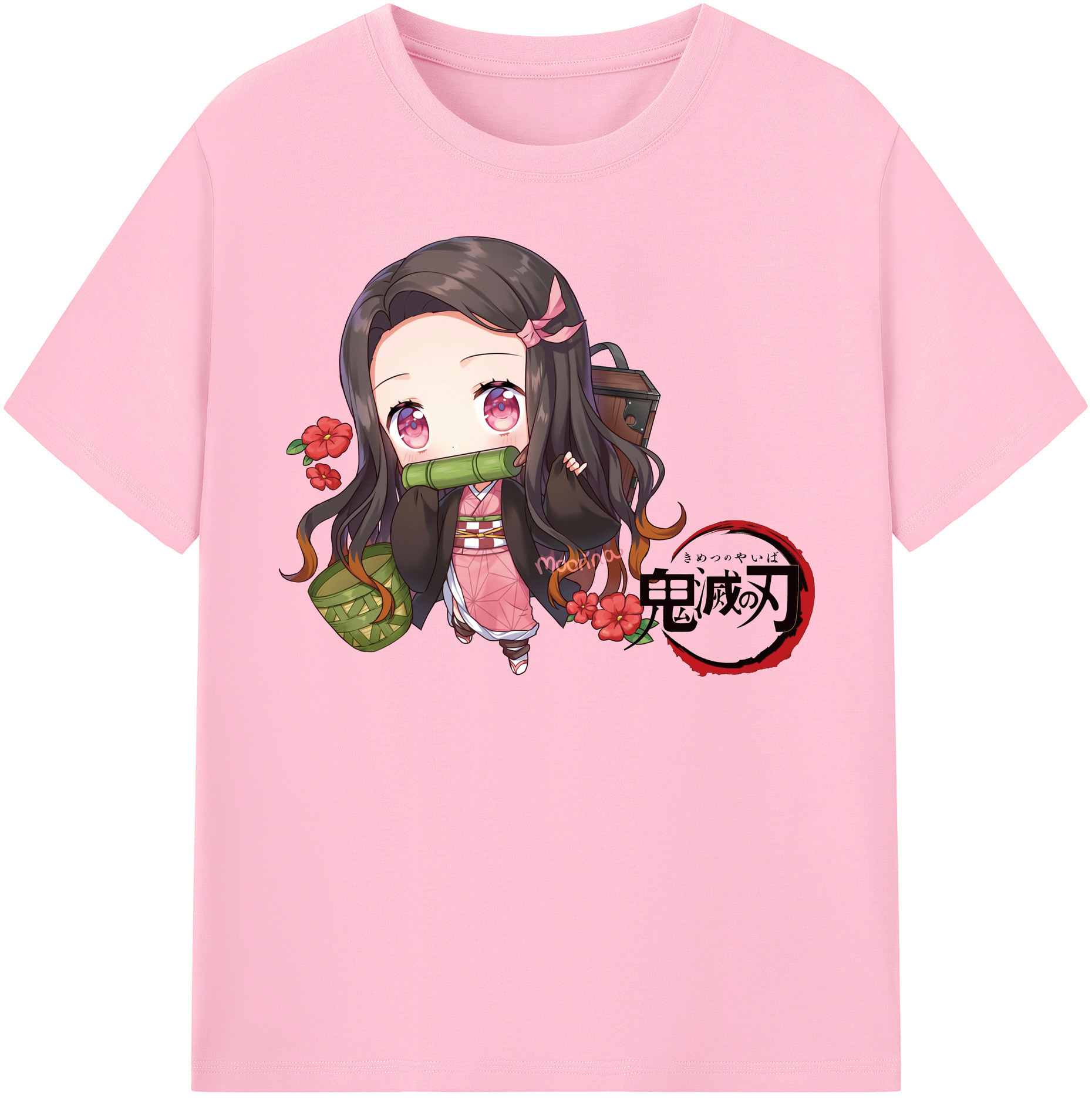 （画像用） 鬼滅の刃（きめつのやいば）竈門 禰󠄀豆子／かまど ねずこ Kamado Nezuko 綿100％半袖Tシャツ（フロントプリント）