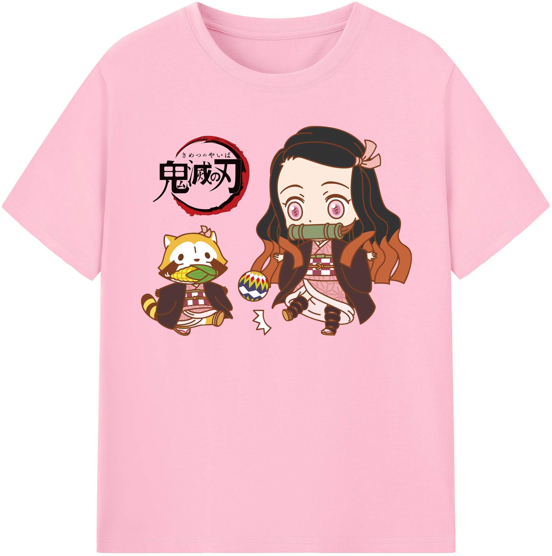 （画像用） 鬼滅の刃（きめつのやいば）竈門 禰󠄀豆子／かまど ねずこ Kamado Nezuko 綿100％半袖Tシャツ（フロントプリント）