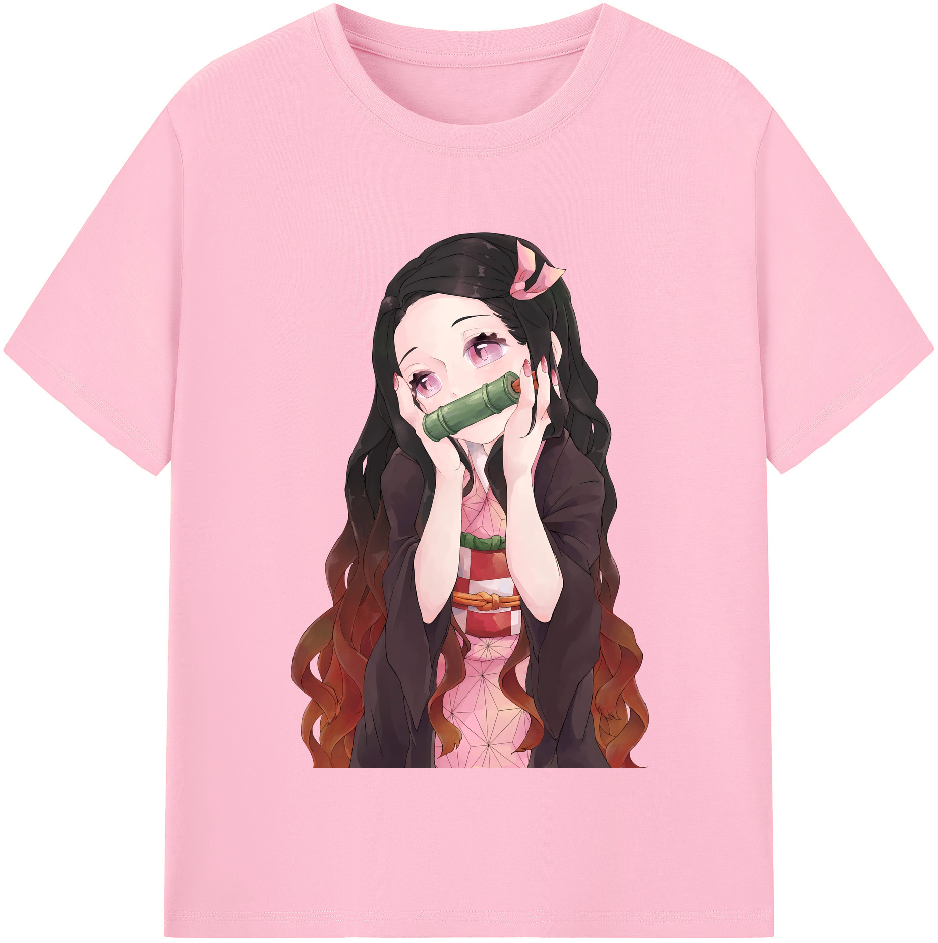 （画像用） 鬼滅の刃（きめつのやいば）竈門 禰󠄀豆子／かまど ねずこ Kamado Nezuko 綿100％半袖Tシャツ（フロントプリント）