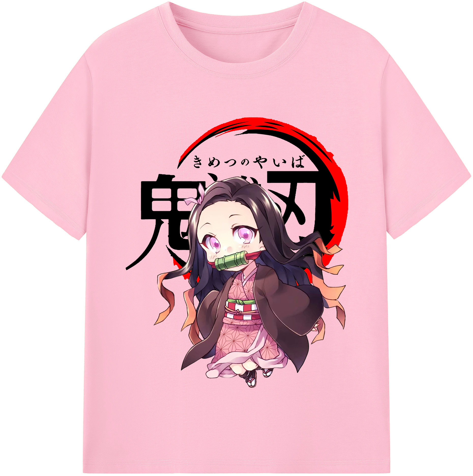 （画像用） 鬼滅の刃（きめつのやいば）竈門 禰󠄀豆子／かまど ねずこ Kamado Nezuko 綿100％半袖Tシャツ（フロントプリント）
