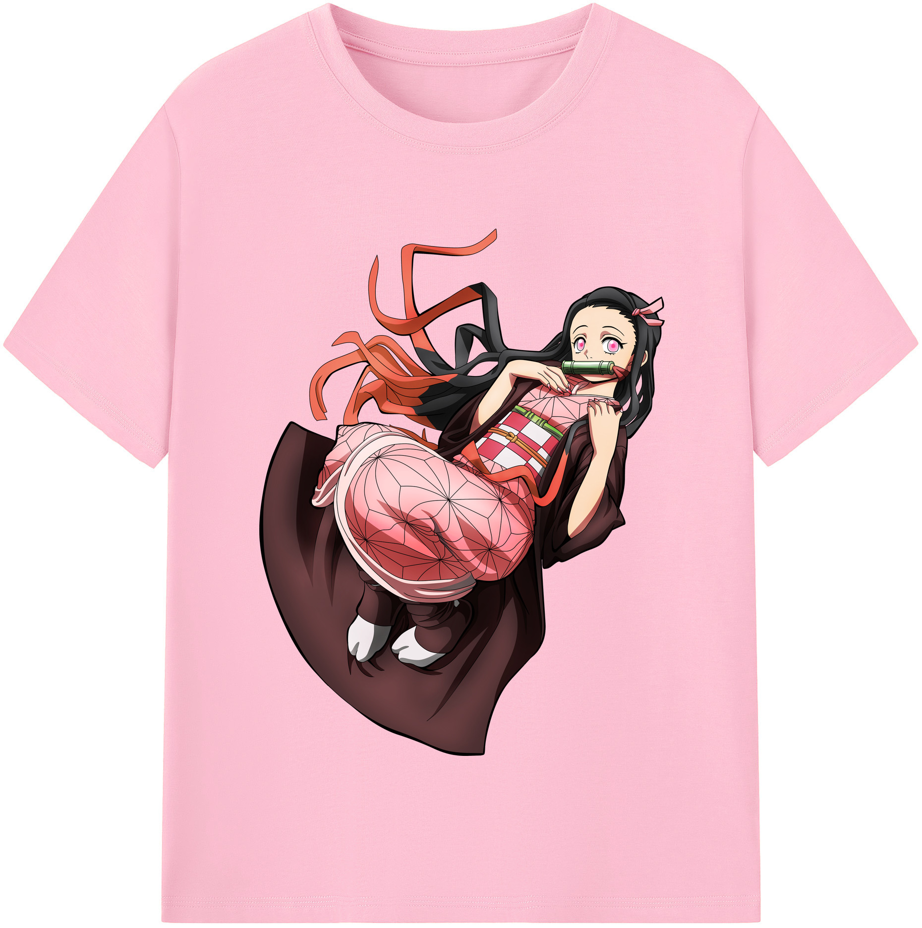 （画像用） 鬼滅の刃（きめつのやいば）竈門 禰󠄀豆子／かまど ねずこ Kamado Nezuko 綿100％半袖Tシャツ（フロントプリント）