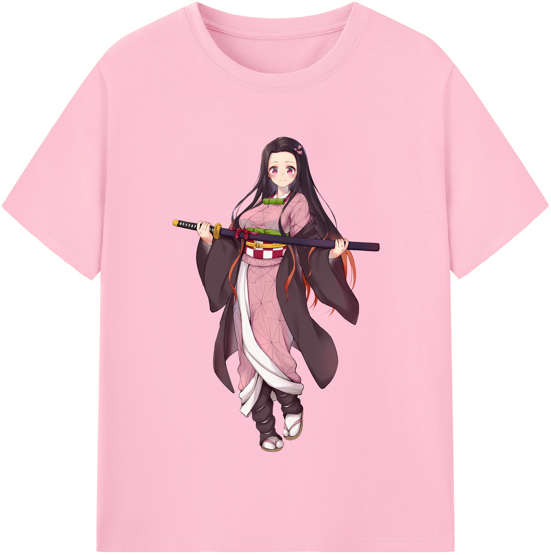 （画像用） 鬼滅の刃（きめつのやいば）竈門 禰󠄀豆子／かまど ねずこ Kamado Nezuko 綿100％半袖Tシャツ（フロントプリント）