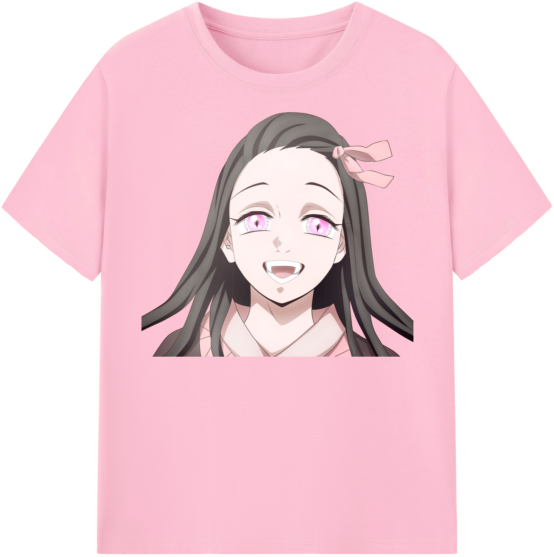 （画像用） 鬼滅の刃（きめつのやいば）竈門 禰󠄀豆子／かまど ねずこ Kamado Nezuko 綿100％半袖Tシャツ（フロントプリント）