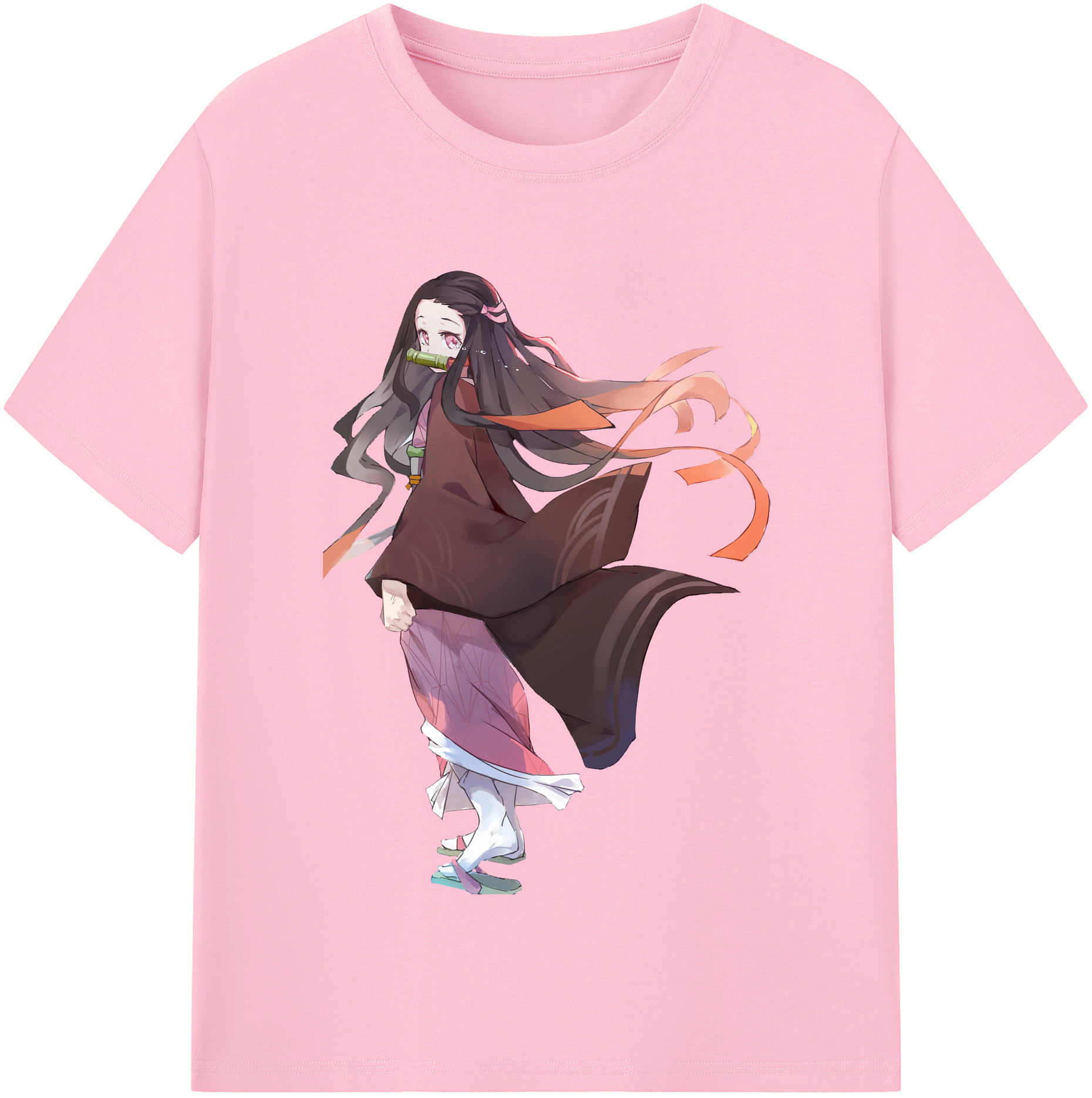 （画像用） 鬼滅の刃（きめつのやいば）竈門 禰󠄀豆子／かまど ねずこ Kamado Nezuko 綿100％半袖Tシャツ（フロントプリント）