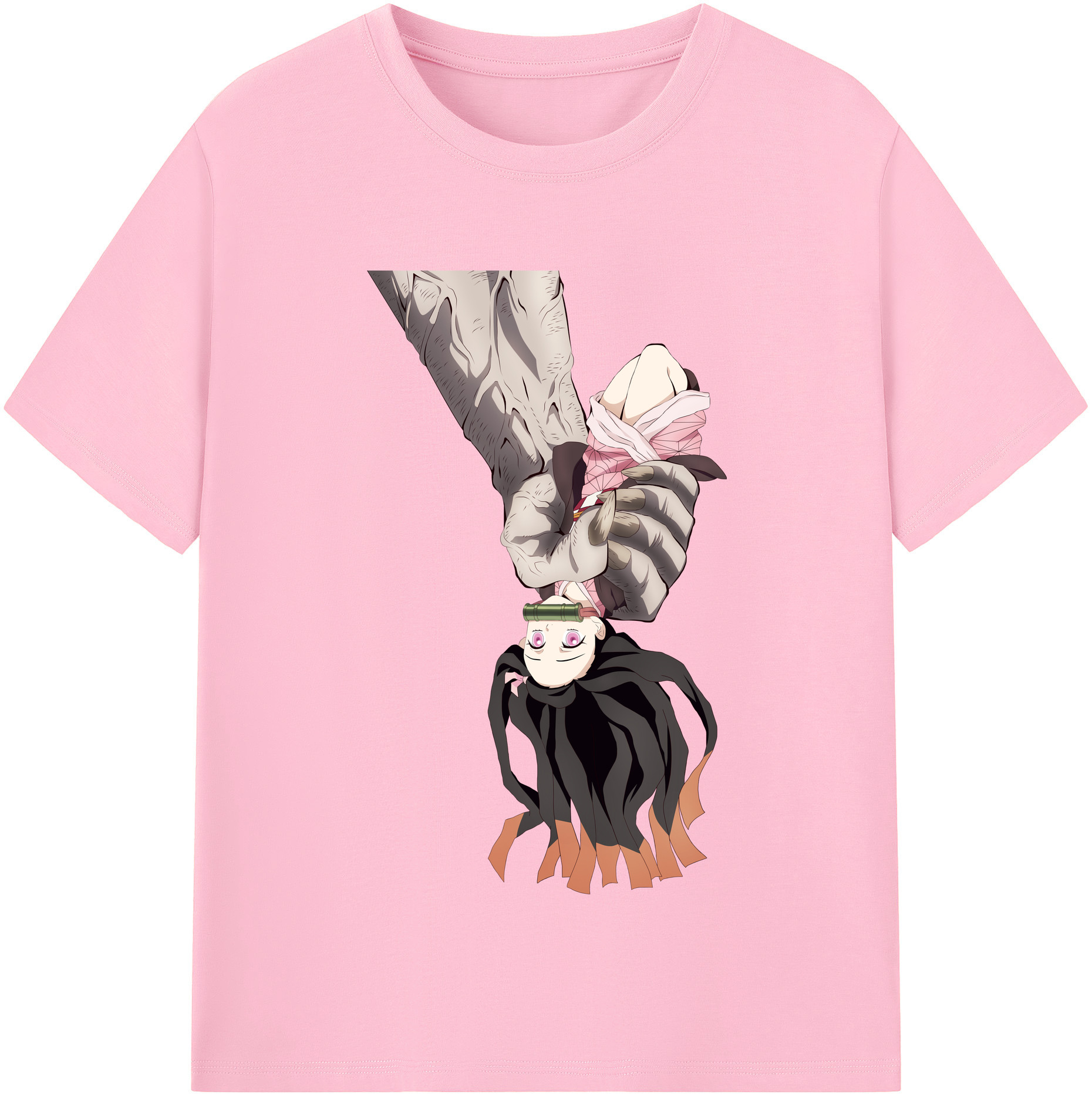 （画像用） 鬼滅の刃（きめつのやいば）竈門 禰󠄀豆子／かまど ねずこ Kamado Nezuko 綿100％半袖Tシャツ（フロントプリント）